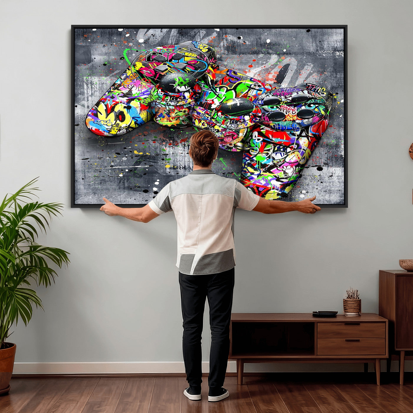 42929610-MGV-CV-36X24 - Graffiti Canvas Wall-Art For Bedroom - Gaming Wall Art For Teen Boys - Abstract Painting Pop Art Modern Home Wall Decor Ready to Hang