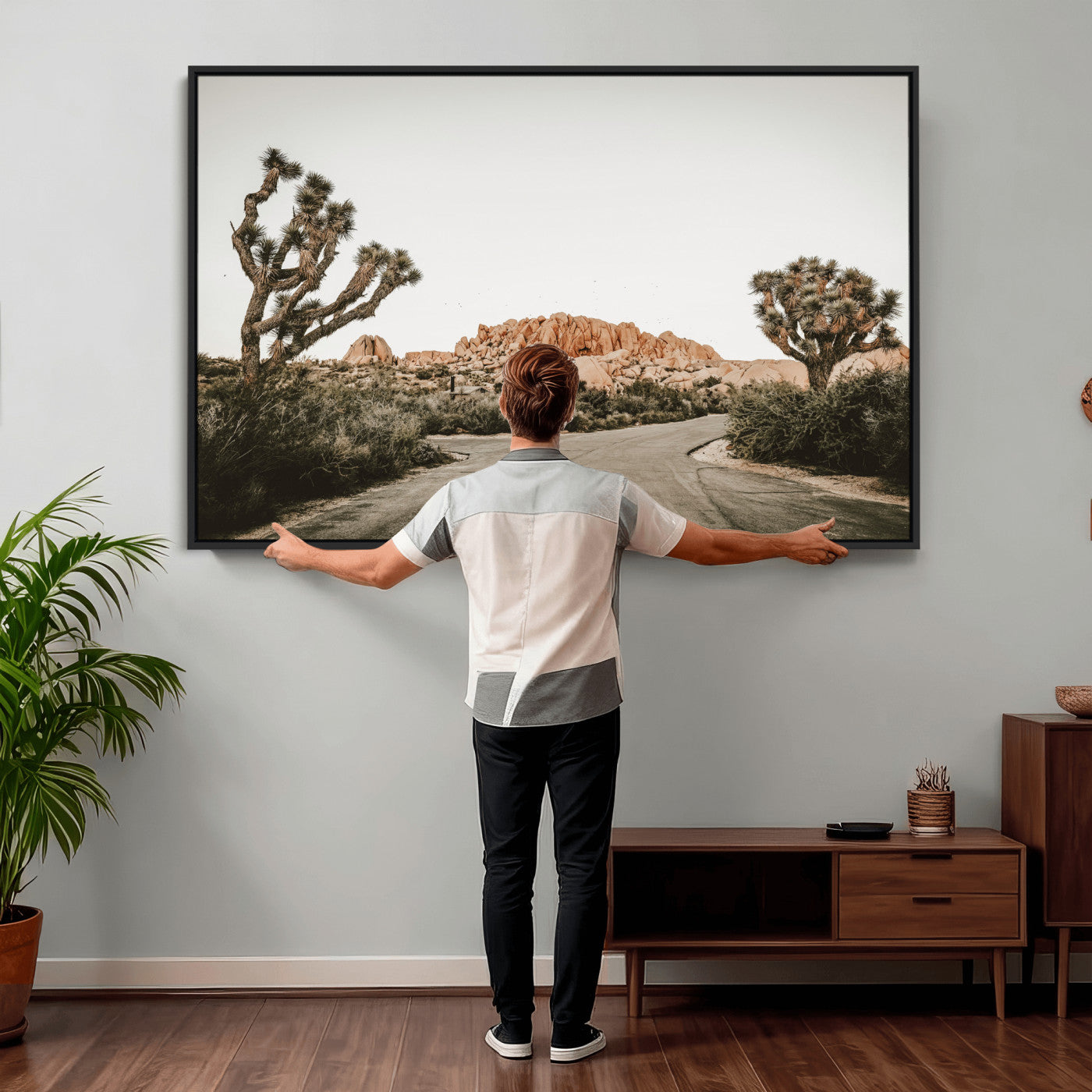 97248544-MGV-CV-36X24 - Joshua Tree Desert Wall Art Canvas Print, Minimal Southwestern Landscape Nature Wall Decor for Modern and Boho Interiors