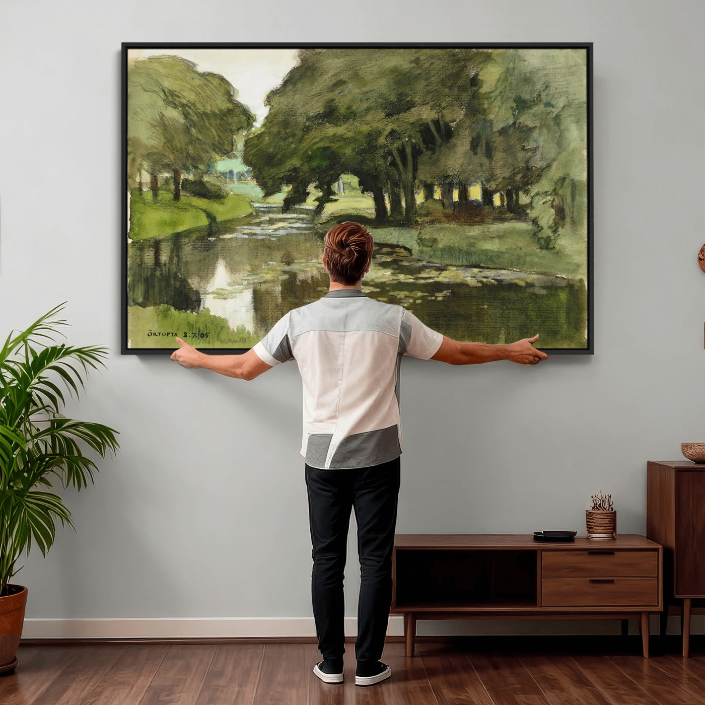 54446767-MGV-CV-36X24 - Anders Zorn Watercolor Canvas Print, Örtofta 1905 Swedish River Landscape, Impressionist Nature Art, Scandinavian Wall Decor, Plein Air Painting Print