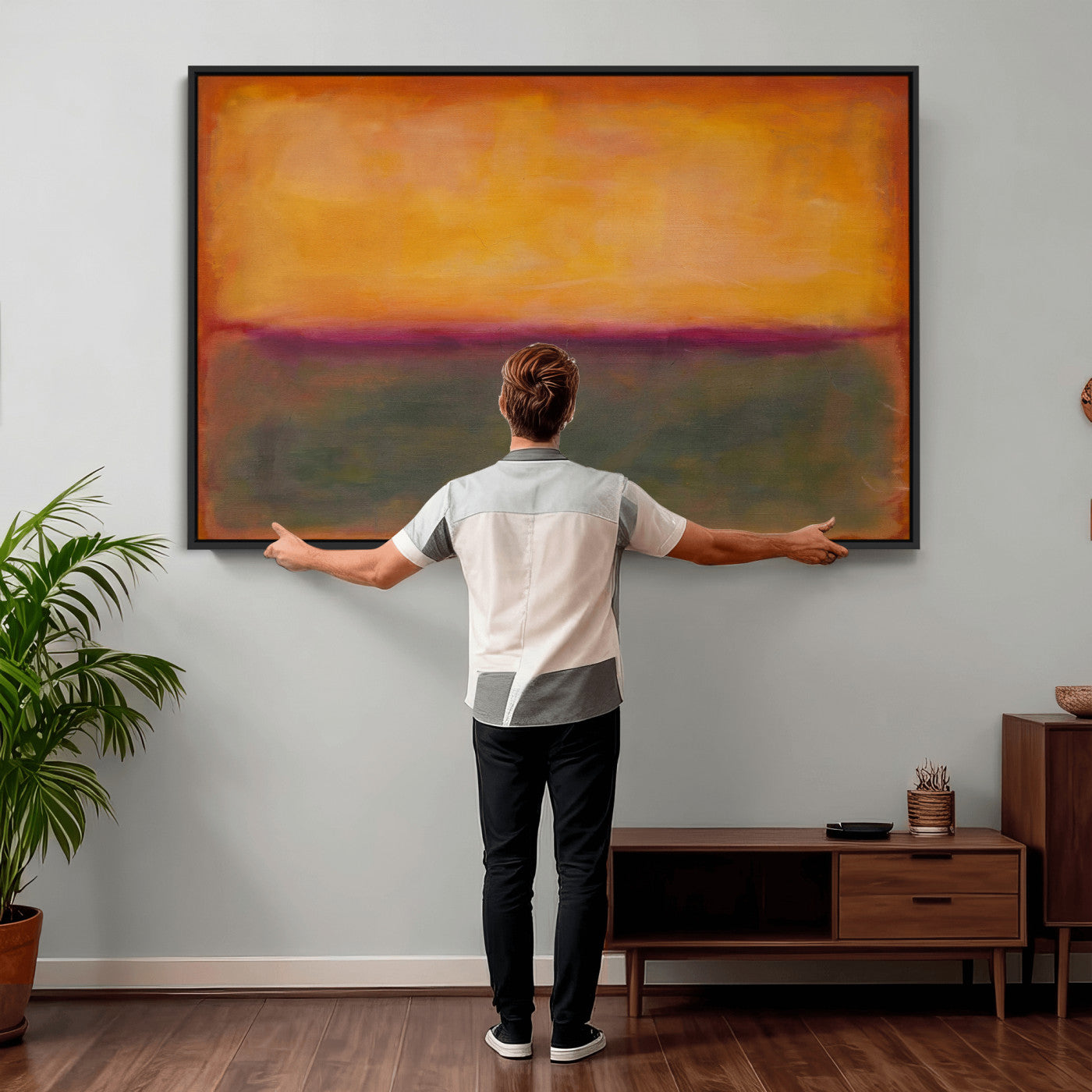 21628300-MGV-CV-36X24 - Abstract Color Field Wall Art Canvas Print, Framed Minimalist Horizon Artwork for Living Room Bedroom Office