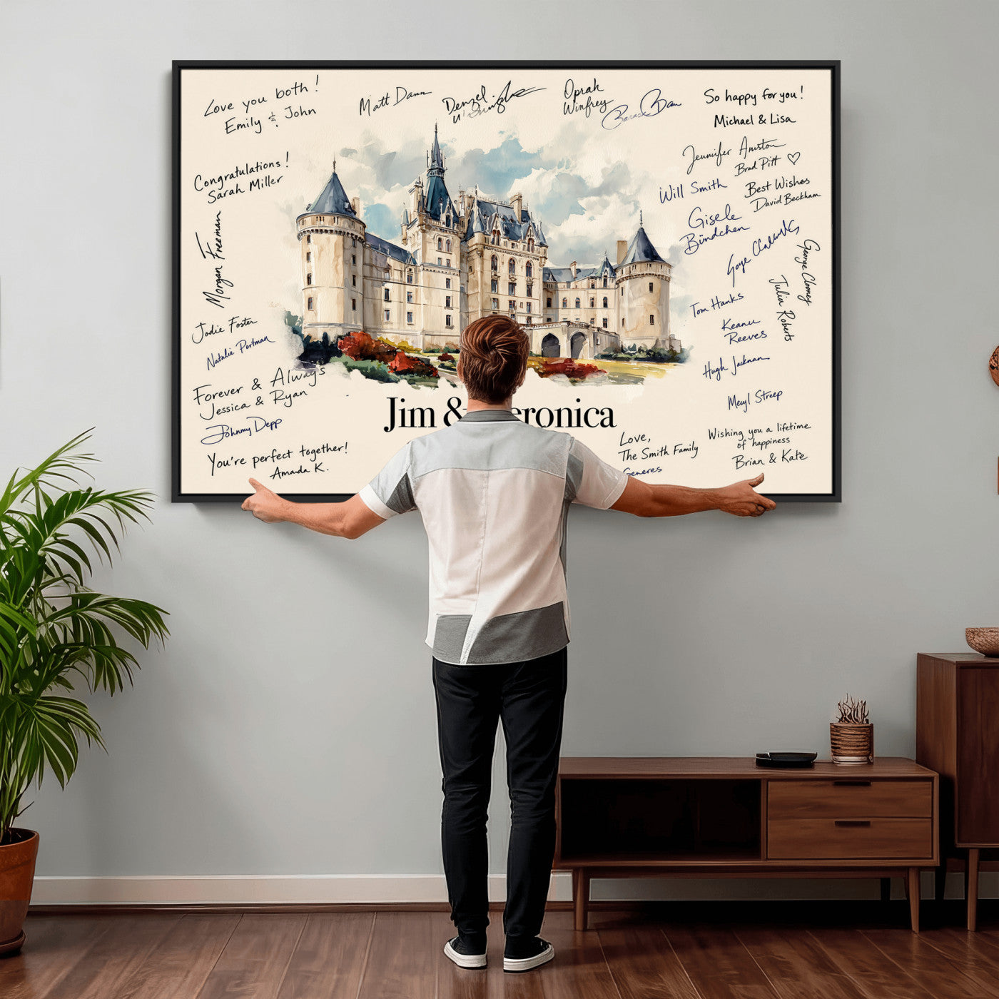 55883547-MGV-CV-36X24 - Wedding Guest Book Alternative Wall Art Canvas Print, Personalized Wedding Signature Poster, Custom Couple Photo Guestbook Canvas