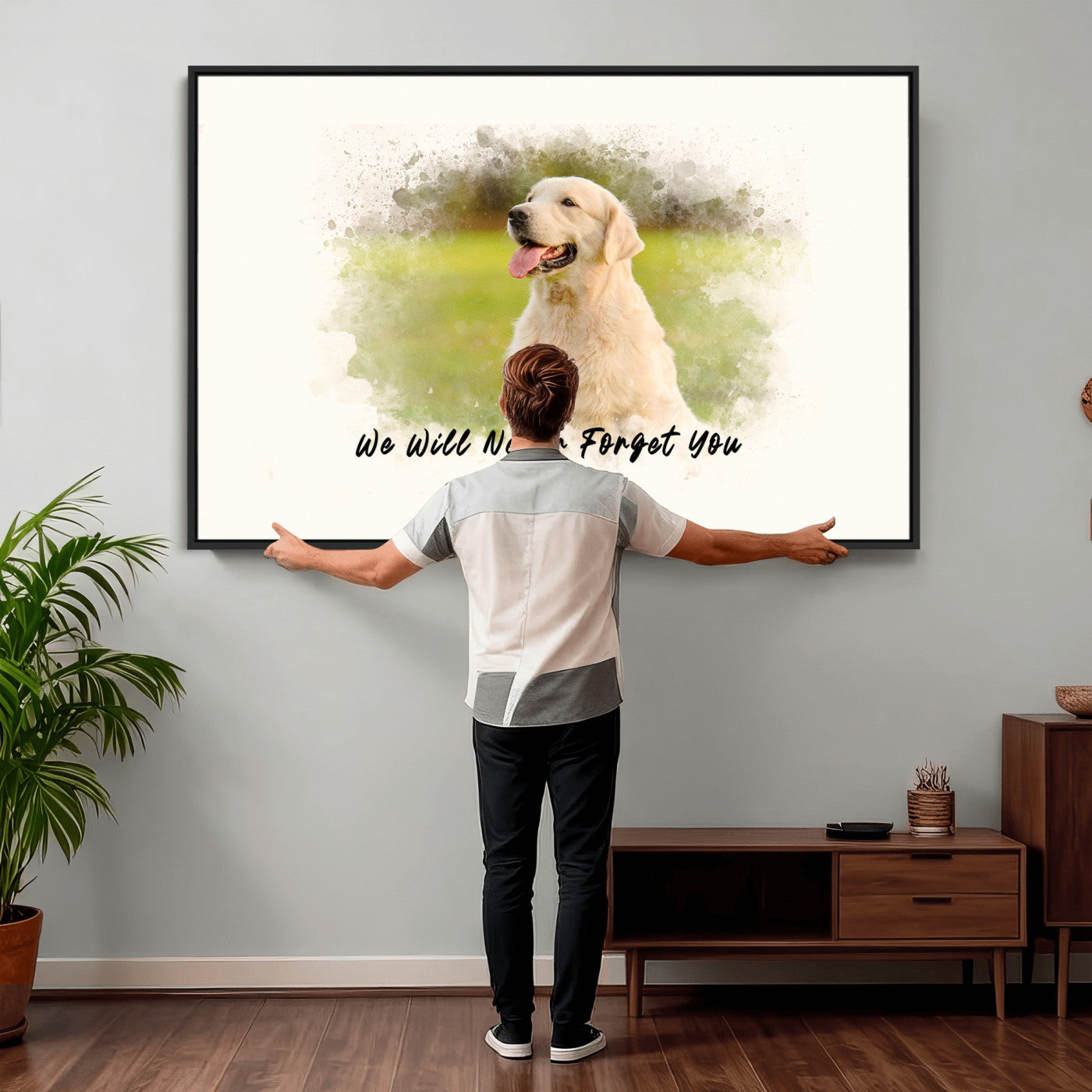 78367466-MGV-CV-36X24 - Pet Memorial Wall Art Canvas Print, Custom Dog Memorial Portrait, Personalized Angel Pet Loss Gift, Angel Wings Puppy Print