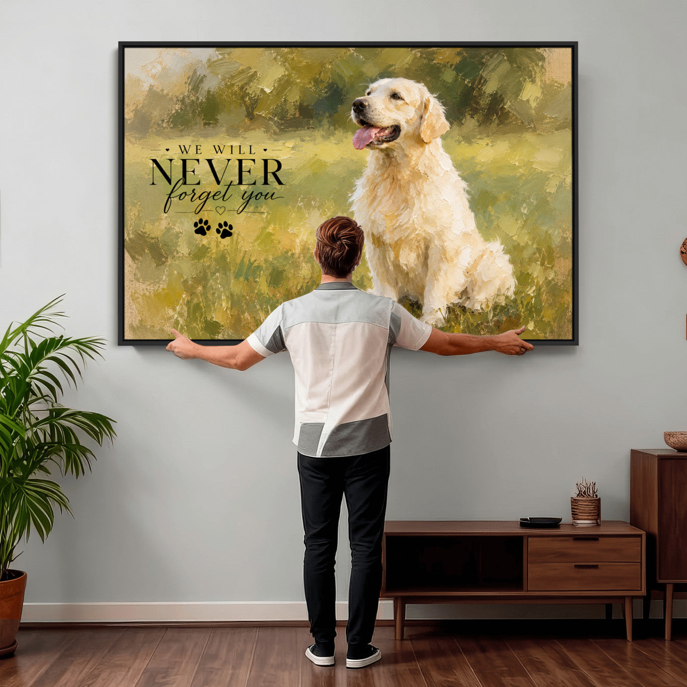 38460512P1-MGV-CV-36X24 - Oil Paint Style Pet Memorial Wall Art Canvas Print, Custom Dog Memorial Portrait, Personalized Angel Pet Loss Gift, Angel Wings Puppy Print