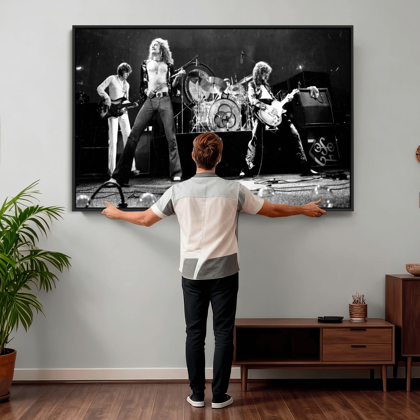 87313532-MGV-CV-36X24 - ed Zeppelin Live Concert Canvas Wall Art, Classic Rock Band Photography Print, Vintage Music Stage Performance Artwork