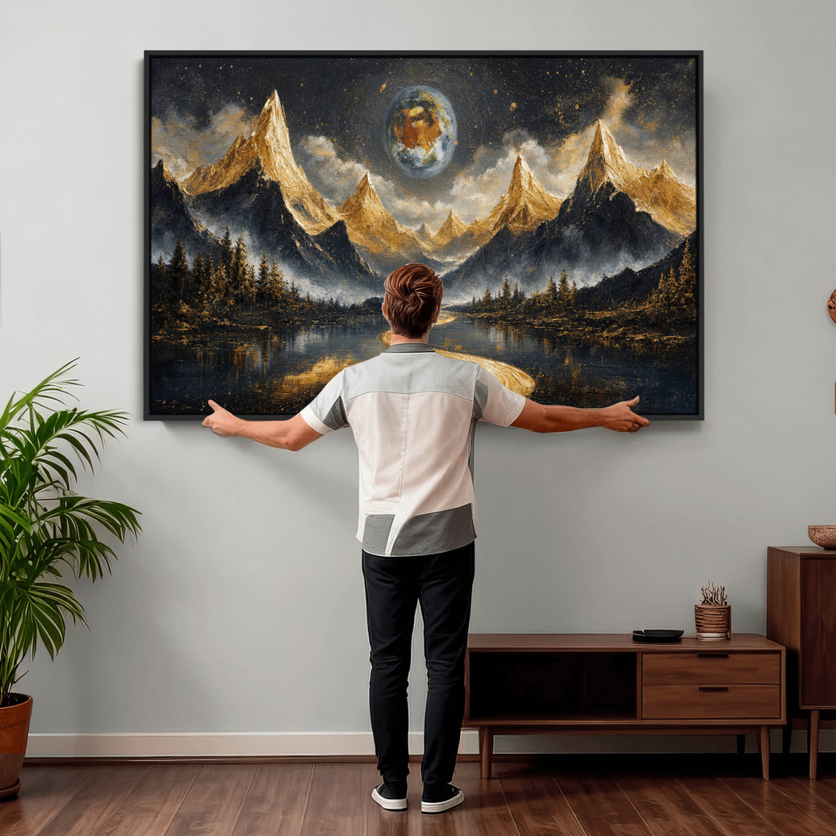 34202127-MGV-CV-36X24 - Abstract Mountain Wall Art Canvas Print Modern Landscape Painting Print