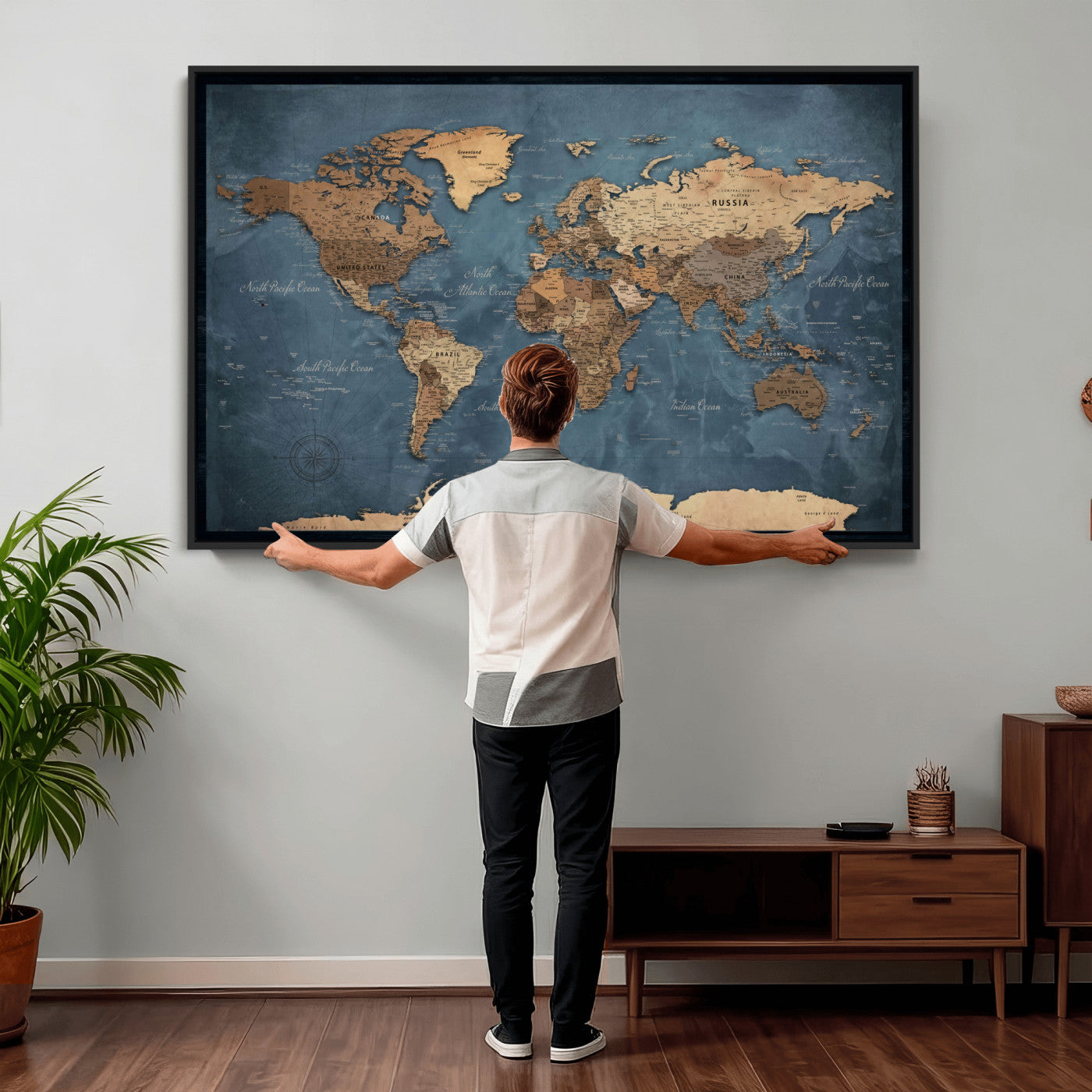 45826339-MGV-CV-36X24 - World Map Canvas Wall Art Canvas Print