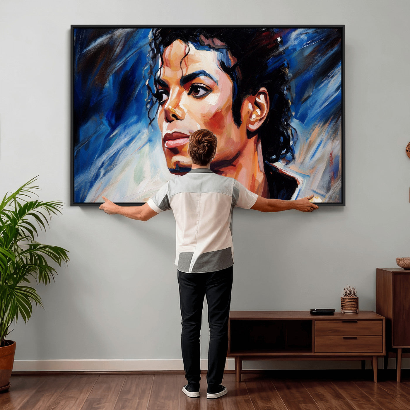 51466481-MGV-CV-36X24 - Abstract Michael Jackson Photo Wall Art Canvas Print