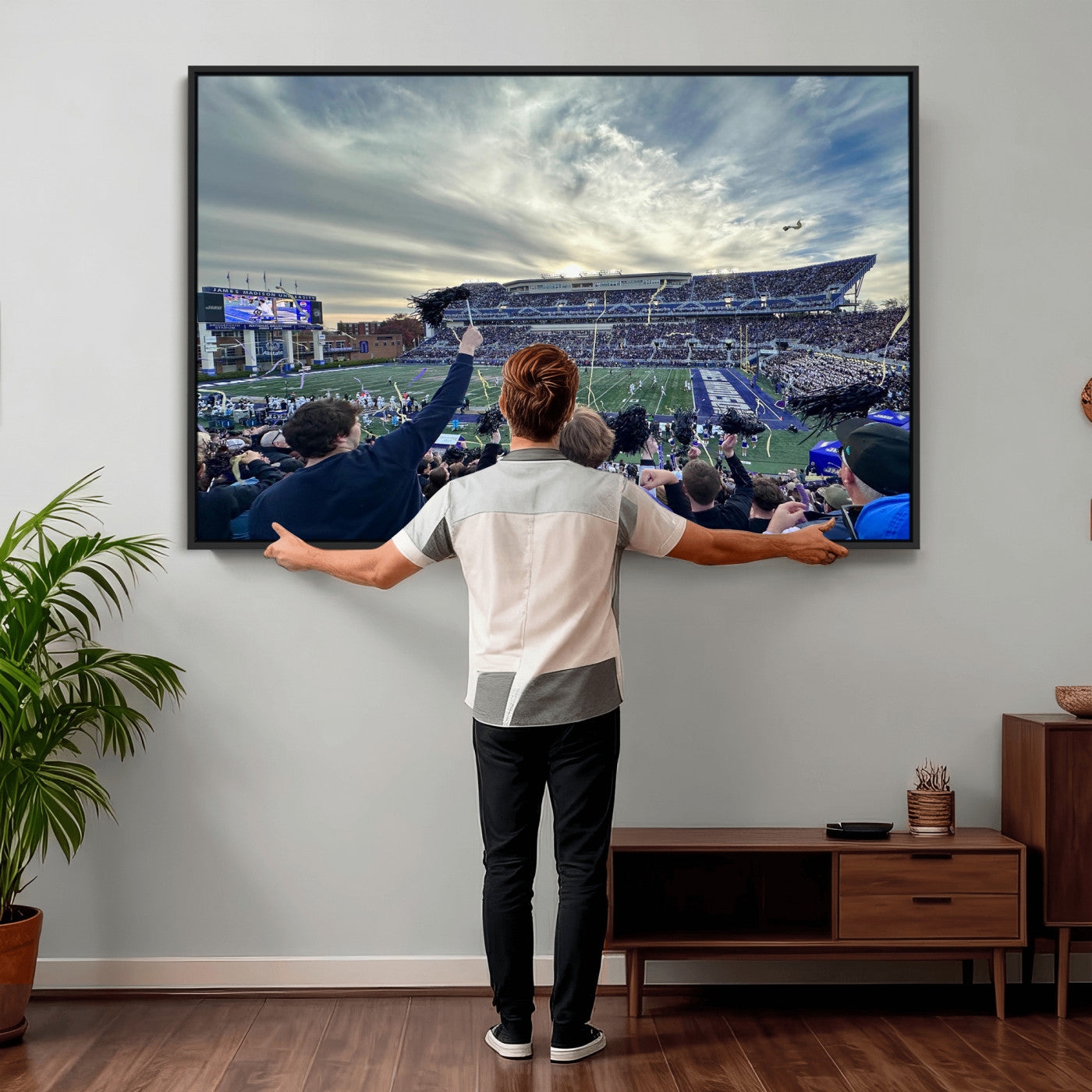 400867JMU-MGV-CV-36X24 - JMU Stadium Wall Art Canvas Print for Game Room Decor - James Madison University Stadium