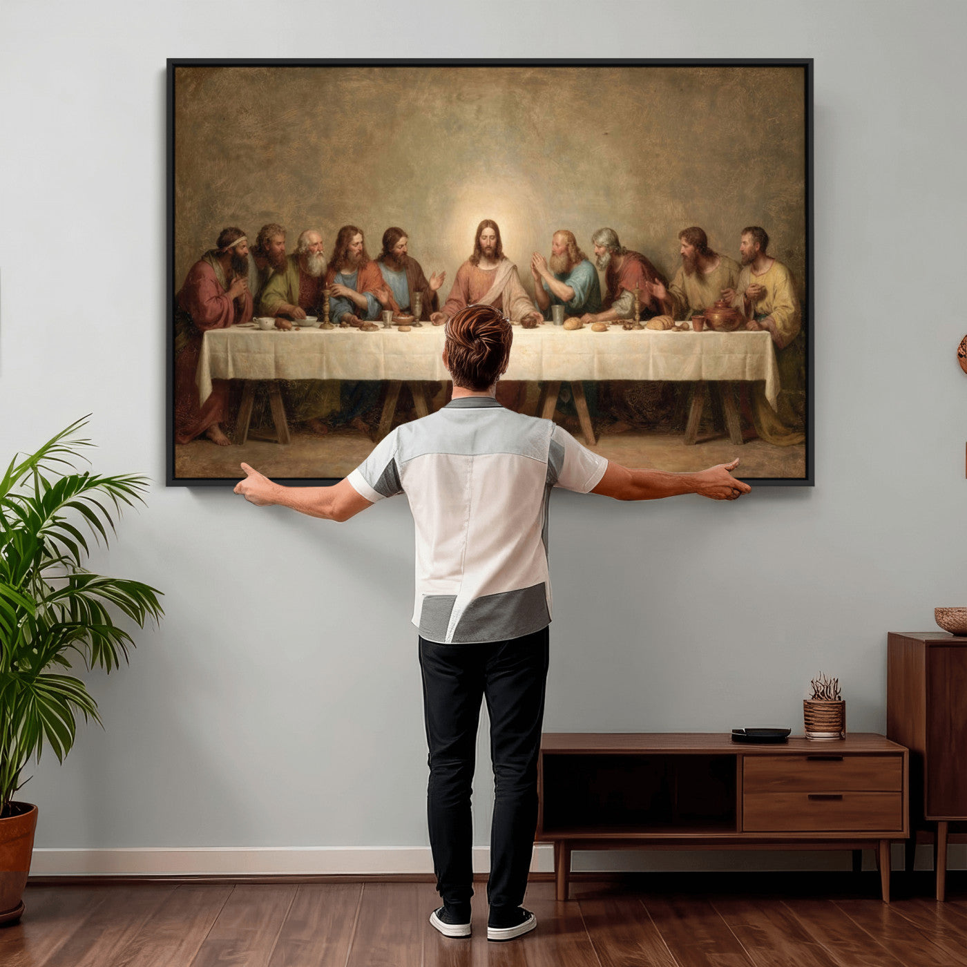 50761248-MGV-CV-36X24 - The Last Supper of Jesus Christ Wall Art Canvas Print - Classical Christian Faith Home Decor