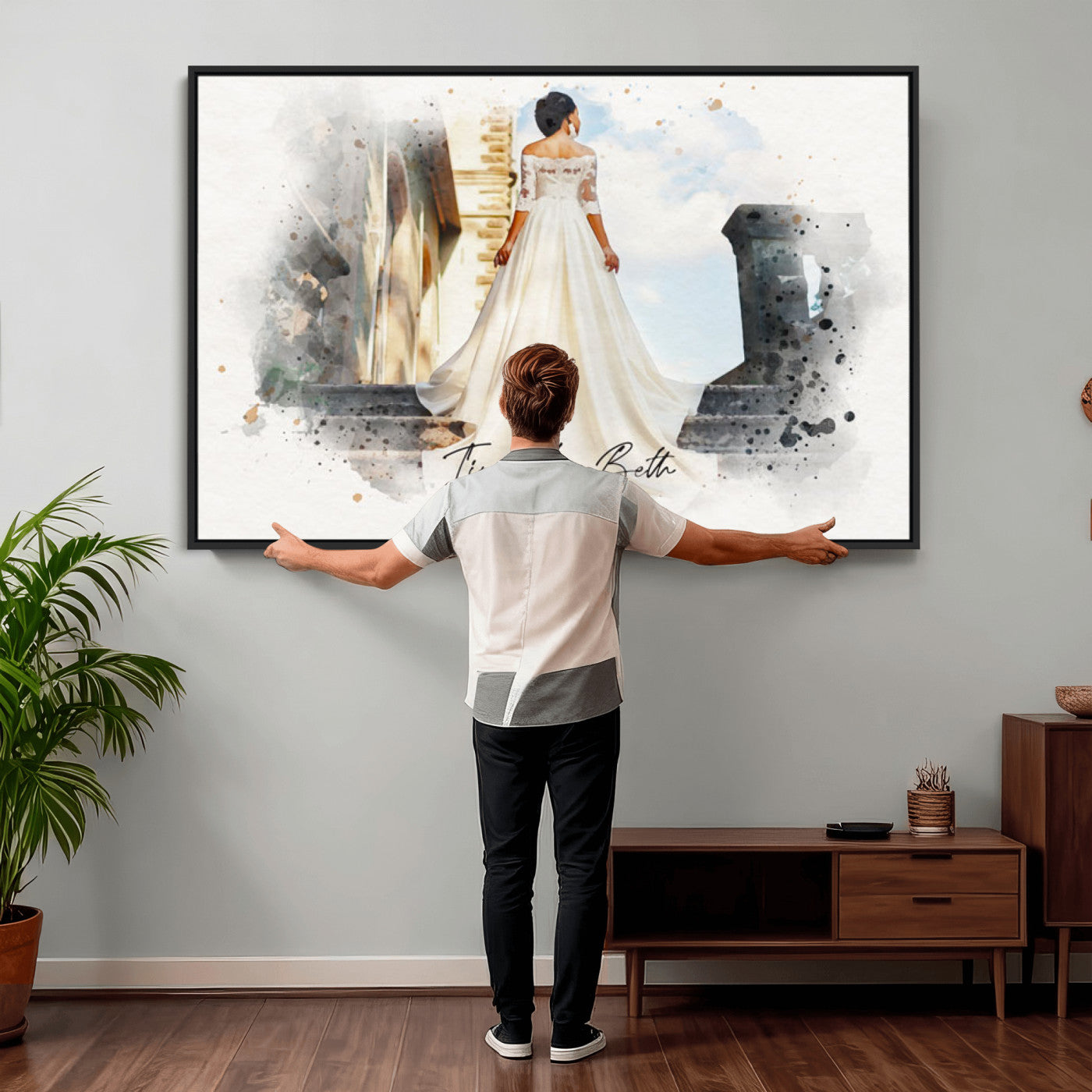 22778251-MGV-CV-36X24 - Watercolor Couple Portrait from Photo, Custom Wedding Anniversary Gift for Wife Husband Parents, Engagement Gift for Friend, Custom Gift