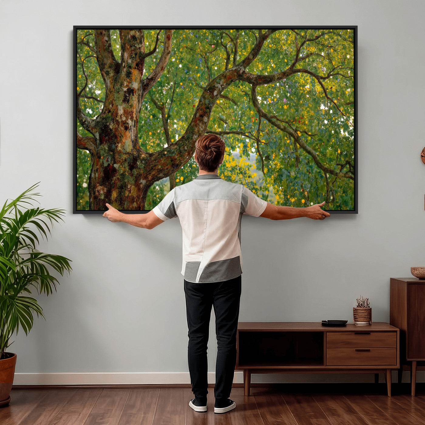 23663535-MGV-CV-36X24 - Vintage Summer Forest Green Tree Wall Art Canvas Print, Lush Leaves Impressionist Painting Print