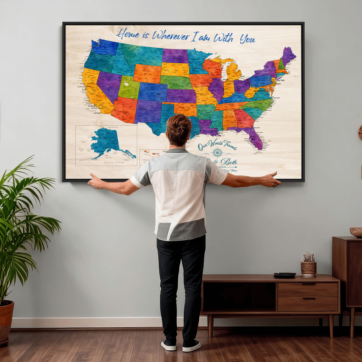 588510355-MGV-CV-36X24 - Personalized USA Push Pin Travel Map – Custom United States Map Wall Art