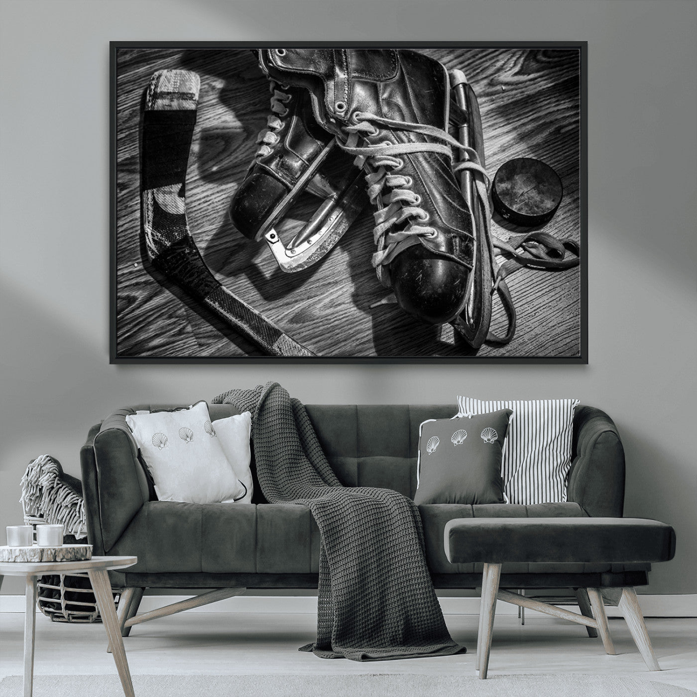 20553-MGV-CV-36X24-Old Pair of Mens Skates Wall Art Canvas, Men Skates Wall Art Print