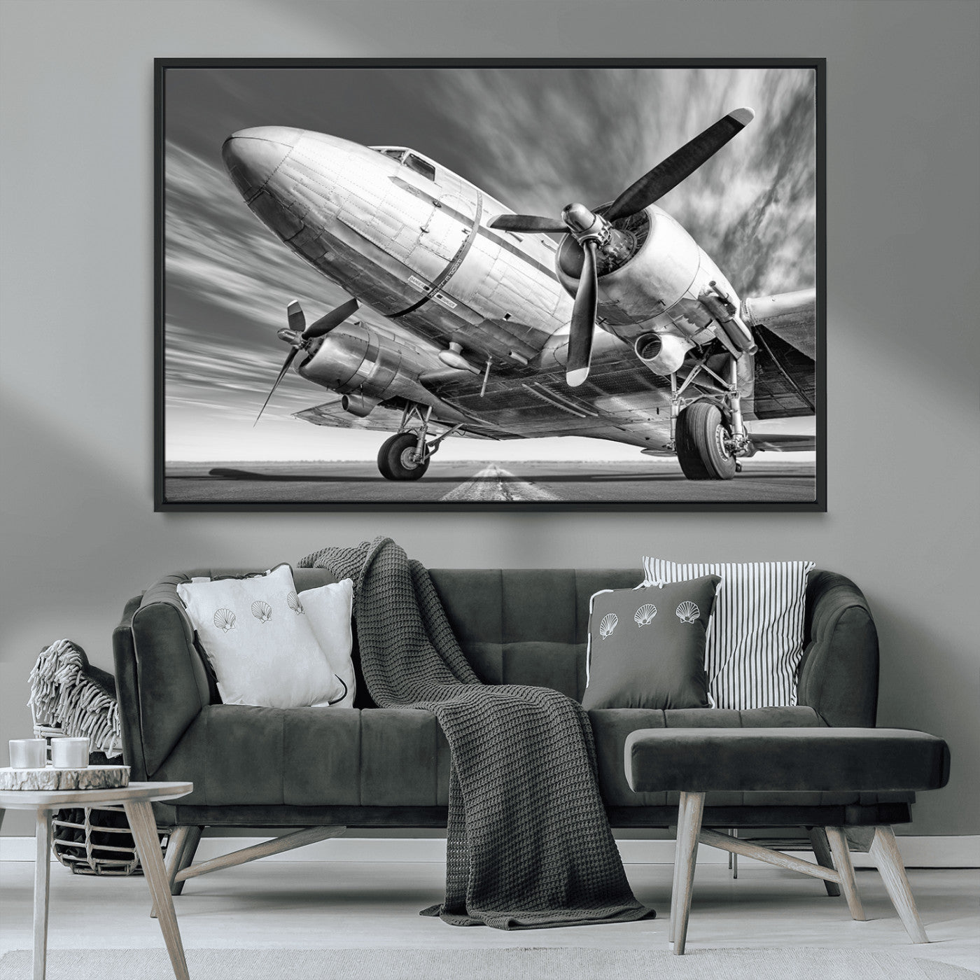 82744-MGV-CV-36X24-Vintage Airplane on Runway Canvas Print