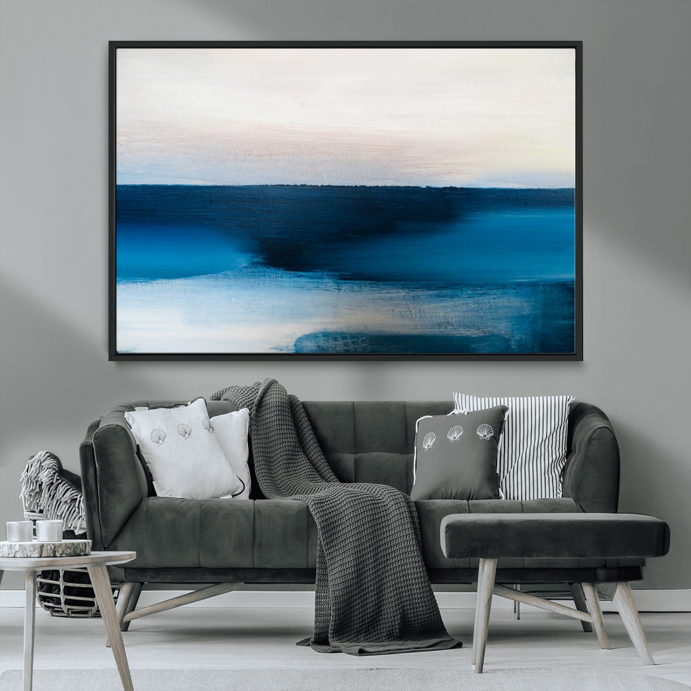 72452-MGV-CV-36X24-Dark Blue Abstract Wall Art Canvas Print