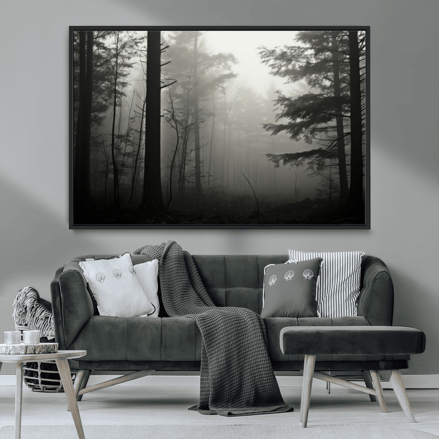 -Misty Forest Wall Art Premium Canvas Print a Foggy and Serene Atmosphere - Nature Wall Art
