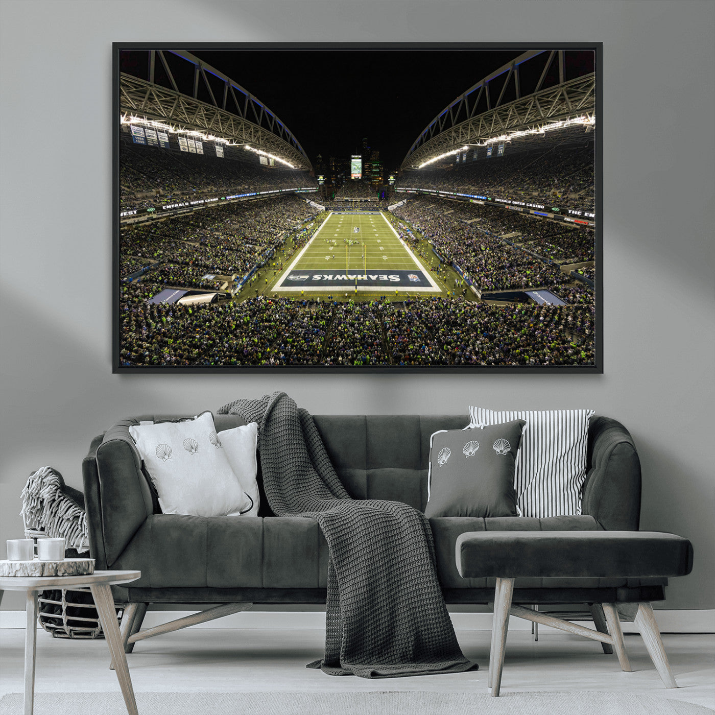 81900-MGV-CV-36X24-Seattle Seahawks Football Team Print Wall Art - Seattle Century Link Field Stadium Wall Art Canvas