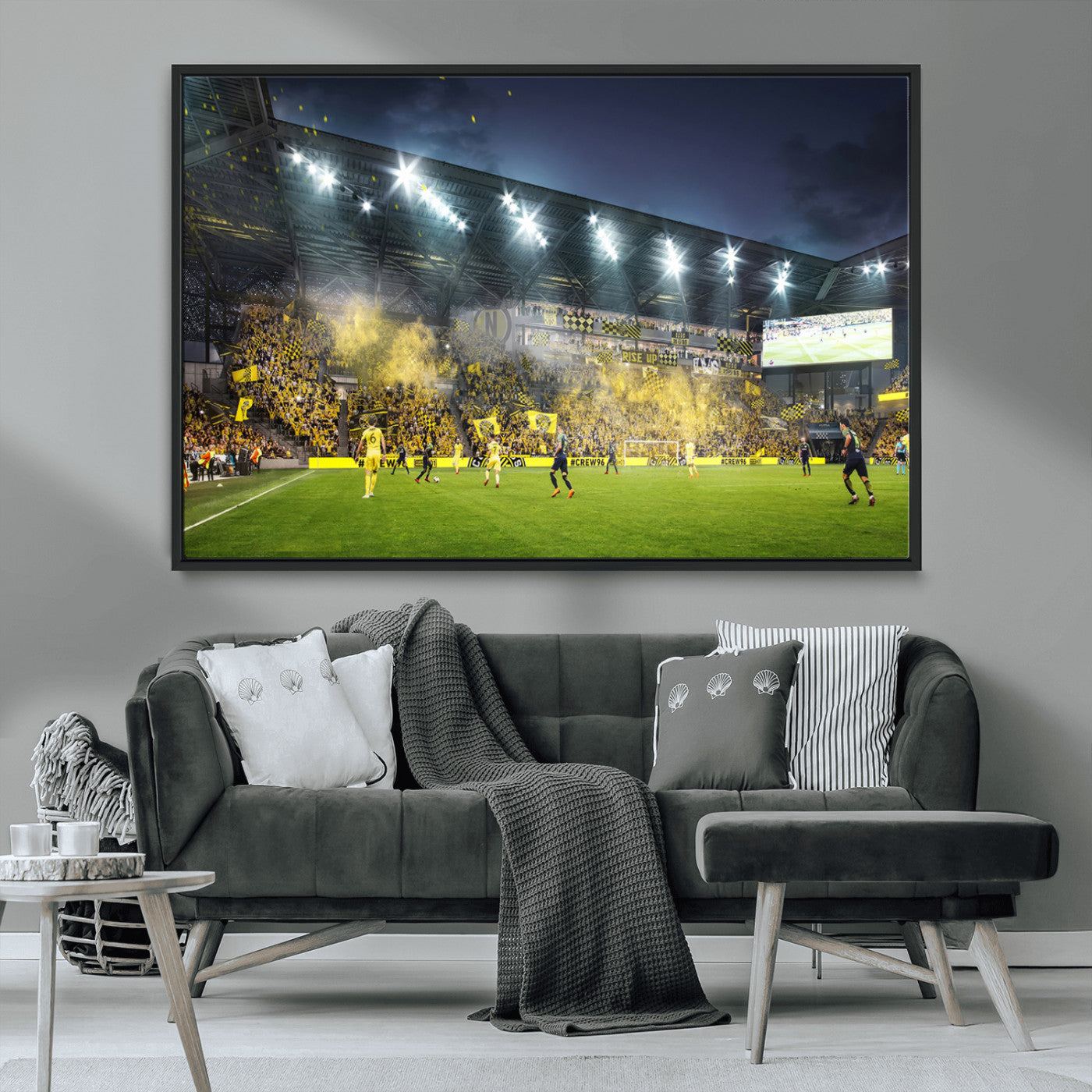 65820-MGV-CV-36X24-Columbus Crew Stadium Match Triple Canvas Wall Art - Dynamic MLS Game Scene Canvas Wall Art
