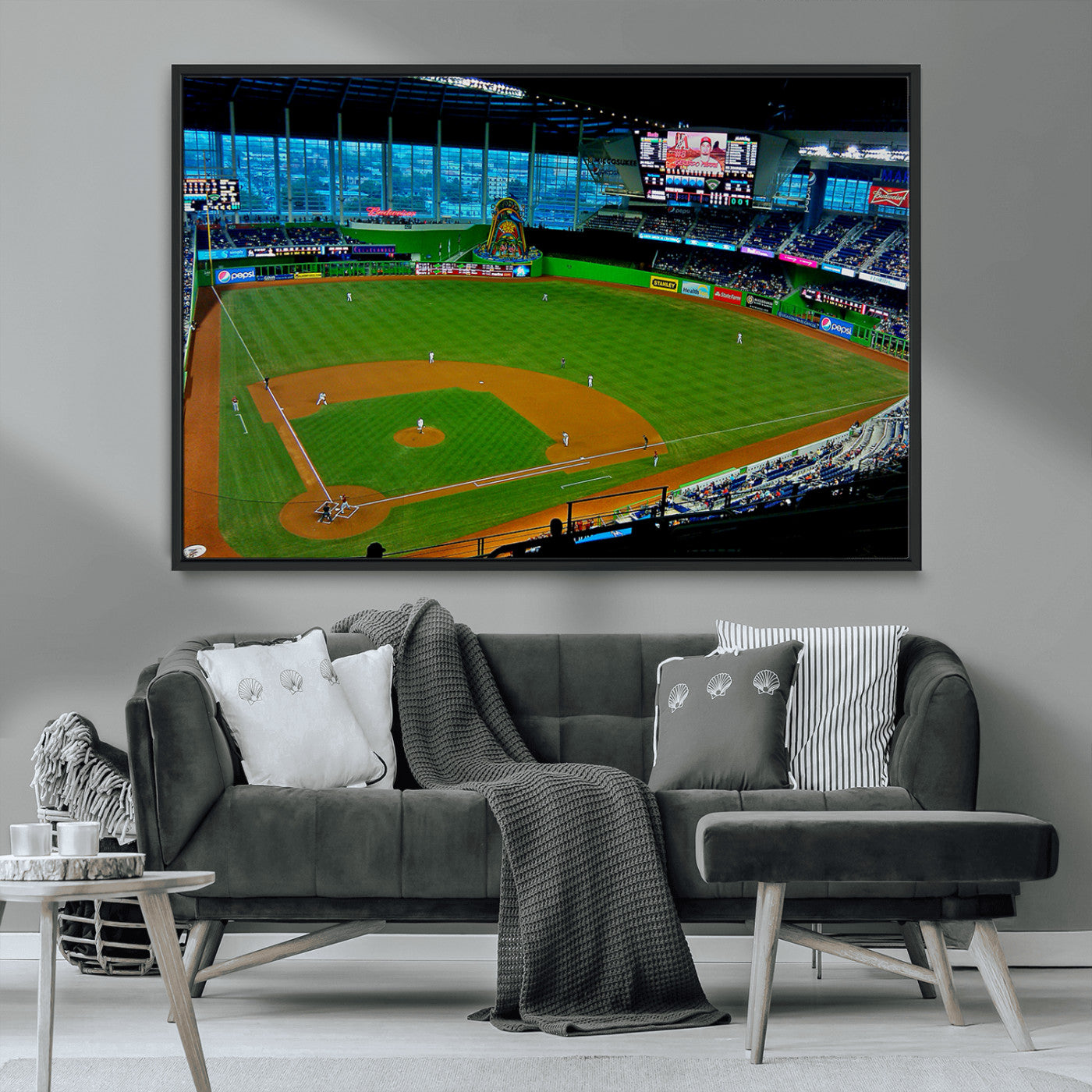 -Miami Marlins Baseball Team Print - Miami LoanDepot Park Stadium Wall Art Canvas Print