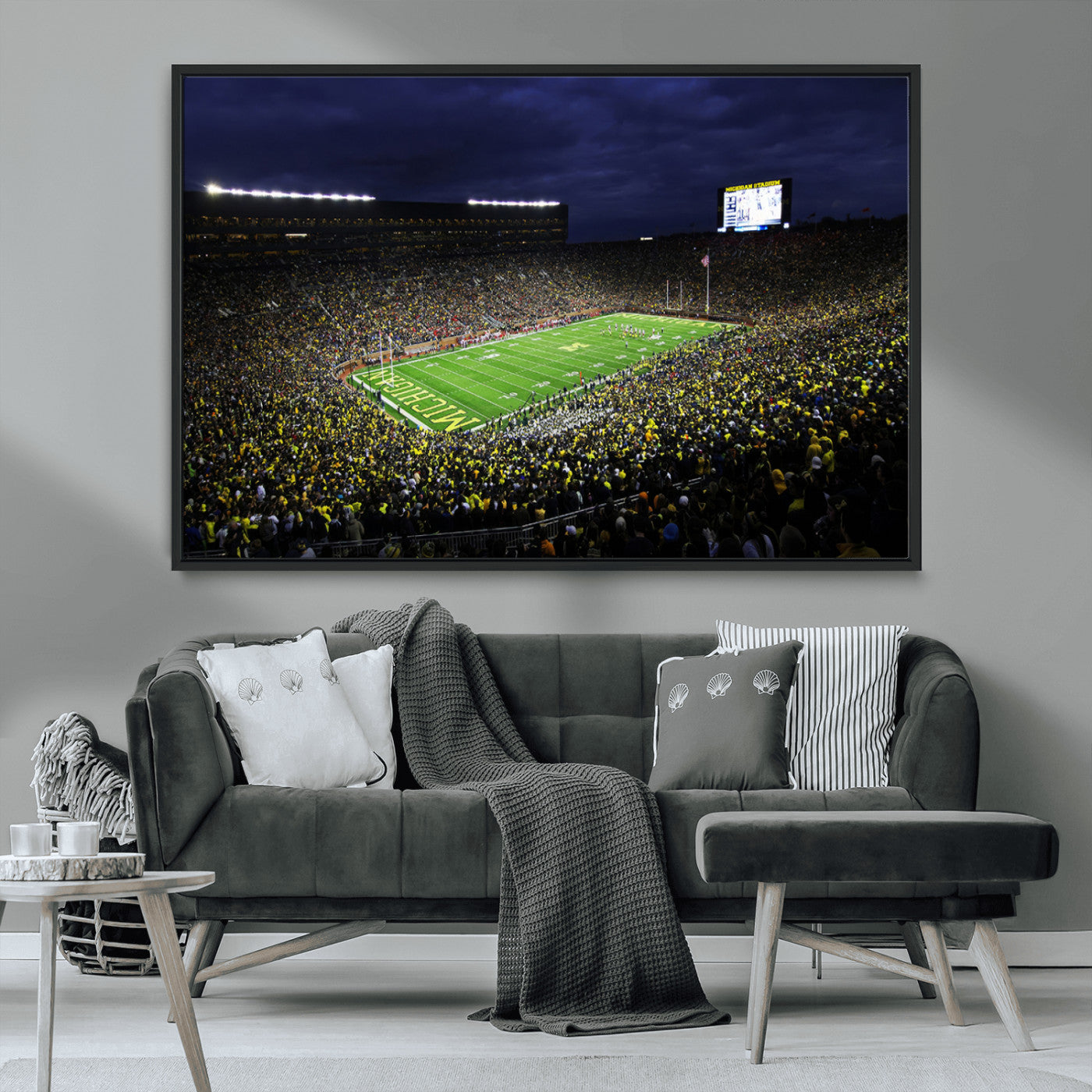 -Michigan Wolverines Football Canvas Wall Decor, Football Team Print - Ann Arbor Michigan Stadium