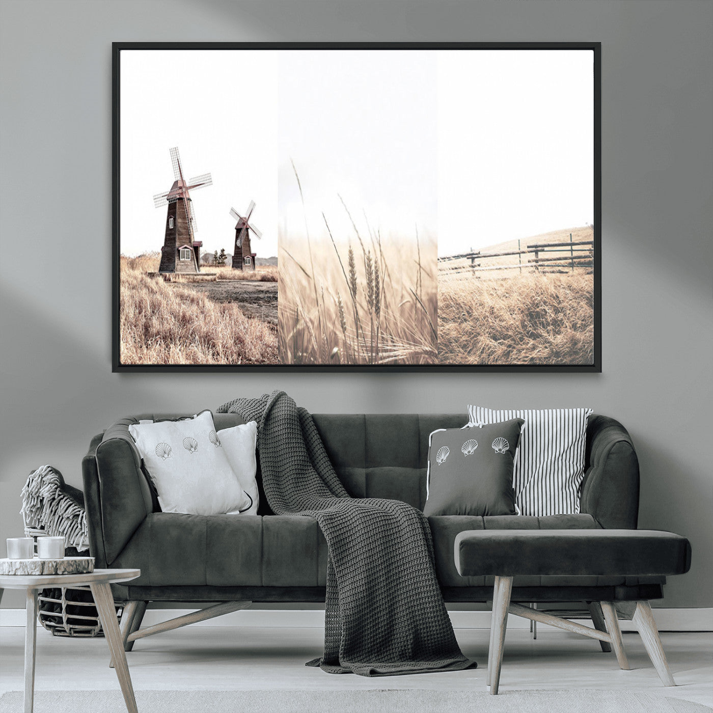 56649-MGV-CV-36X24-Farm Prints Set, Set of 3 Farmhouse Wall Art, Country House Decor, Barn Print, Wheat Print,