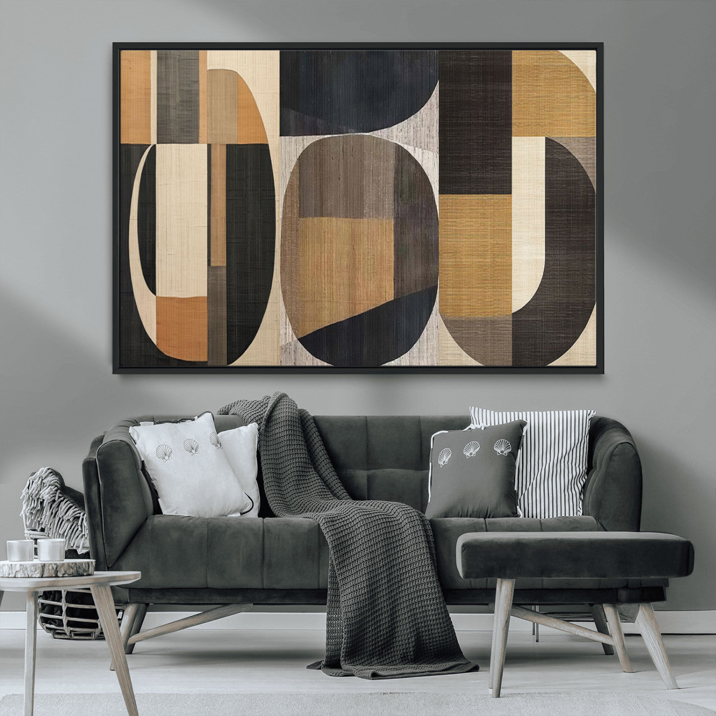 84035-MGV-CV-36X24-Modern Brown Wabi Sabi Wall Art Canvas Print Set – Framed Minimalist Abstract Artwork for Home, Office Decor