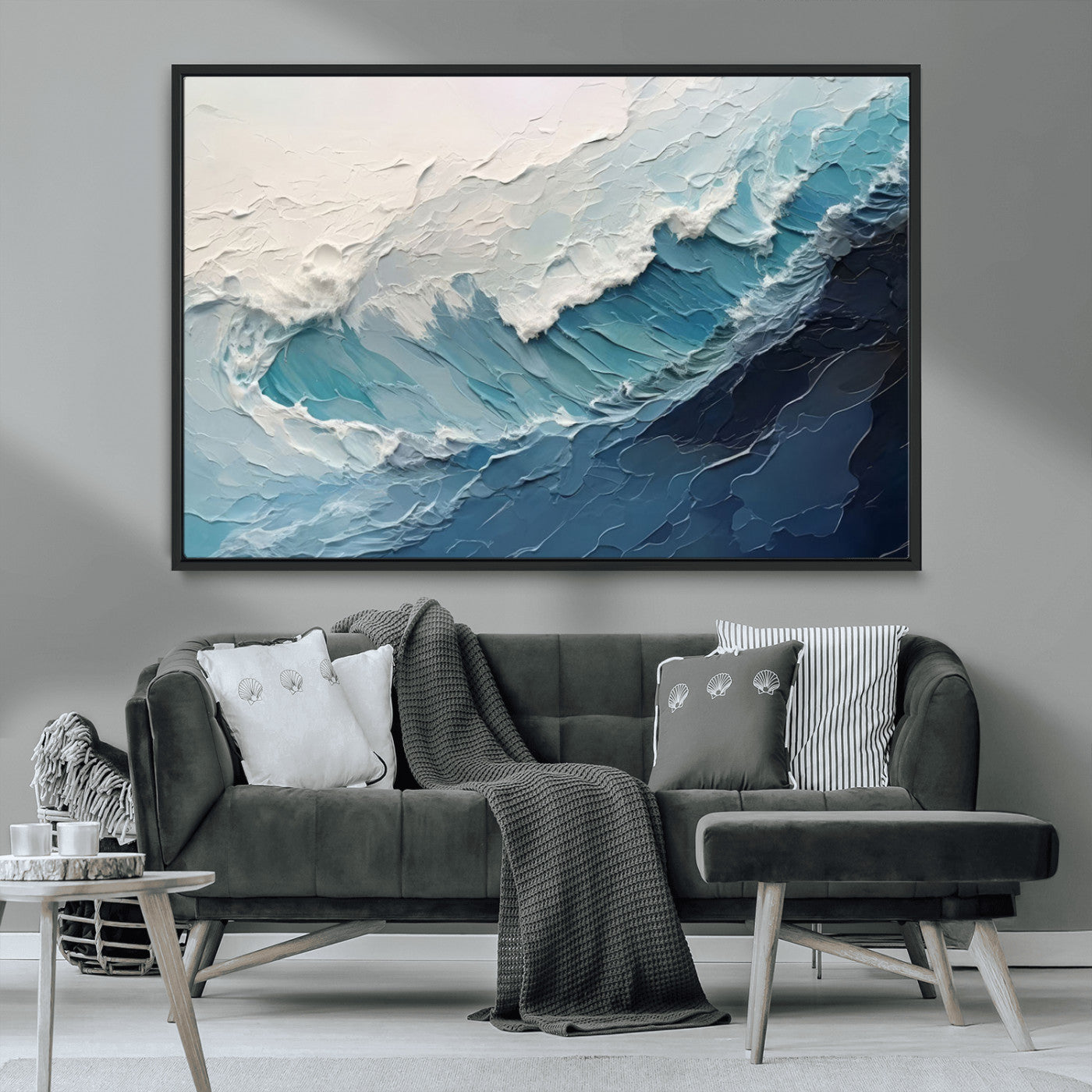 23887-MGV-CV-36X24-Ocean Wave Canvas Wall Art Print – Coastal Living Room Large Ocean Wave Seascape Wall Art for Home, Office, Living Room
