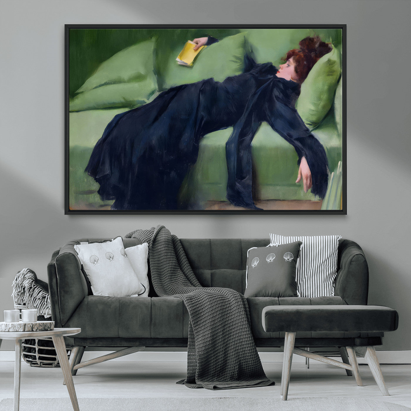 17725-MGV-CV-36X24-Decadent Girl by Ramon Casas Wall Art Canvas Print, Framed Decadent Girl Canvas Print