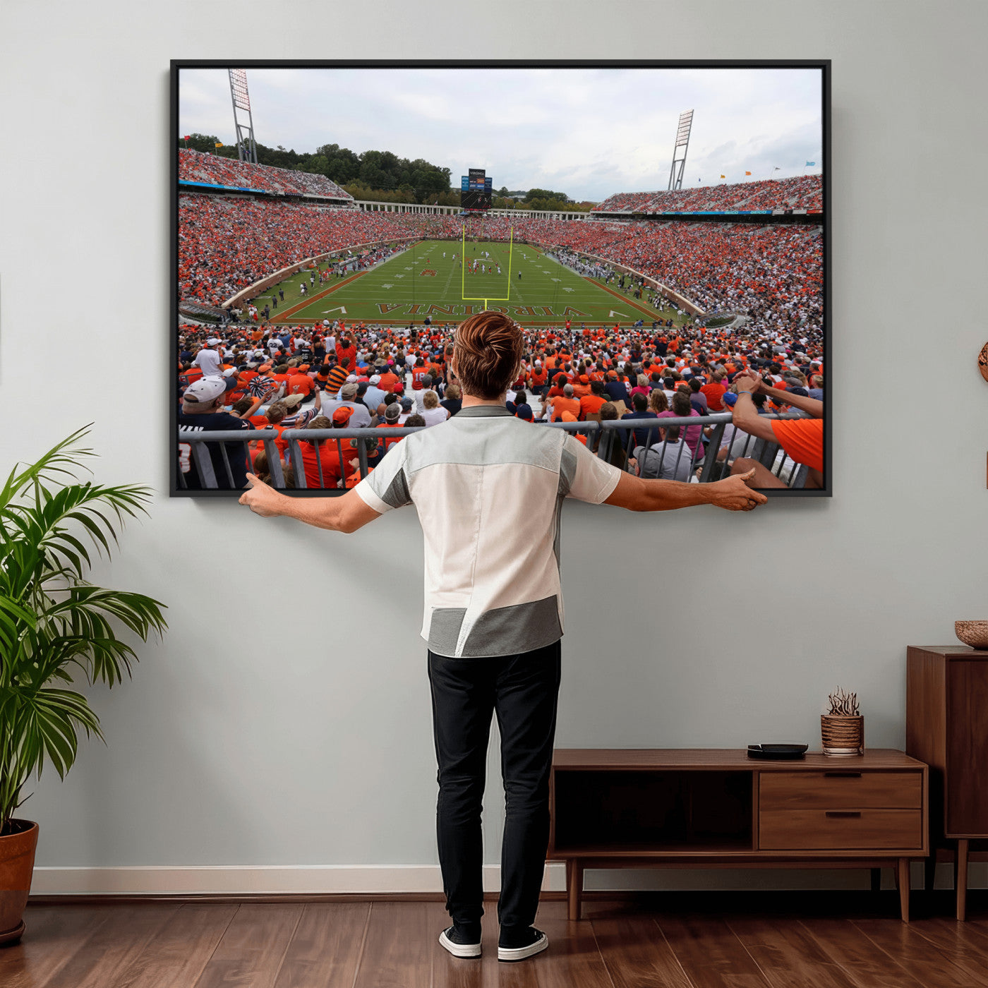 63606-MGV-CV-36X24 - Virginia Cavaliers Football Team Print - Charlottesville Scott Stadium Print Wall Art Canvas