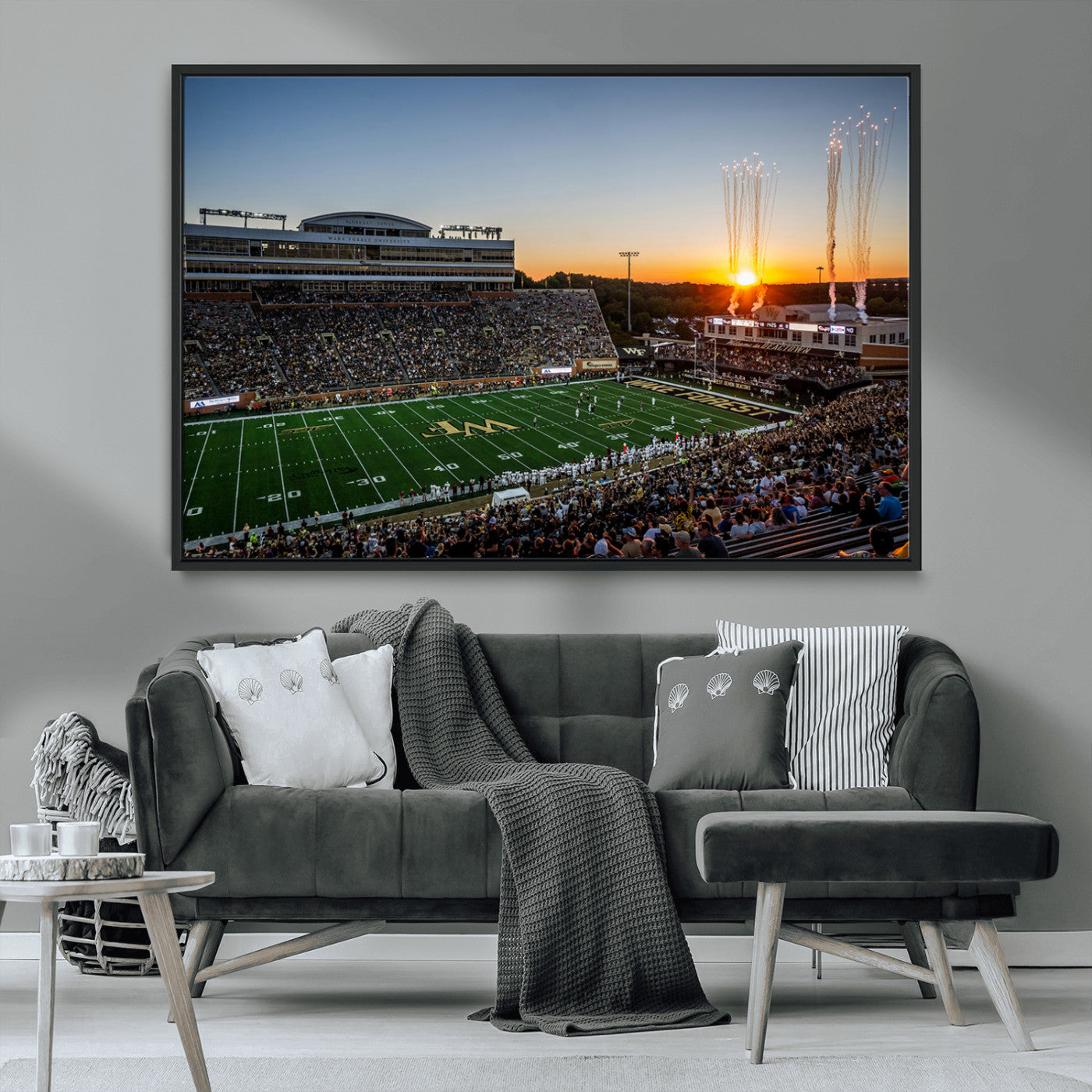 29253-MGV-CV-36X24-Demon Deacons Football Team Print Canvas- Winston-Salem Allegacy Federal Credit Union Stadium Wall