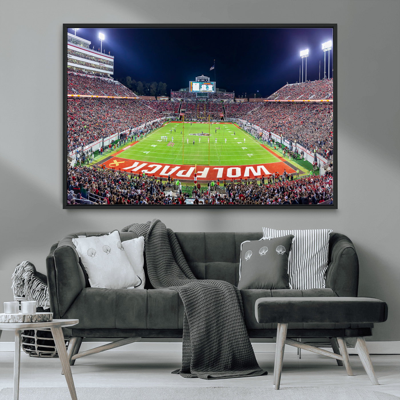 80943-MGV-CV-36X24-Wolfpack Football Team Print - Raleigh Carter-Finley Stadium Wall Art Canvas Print