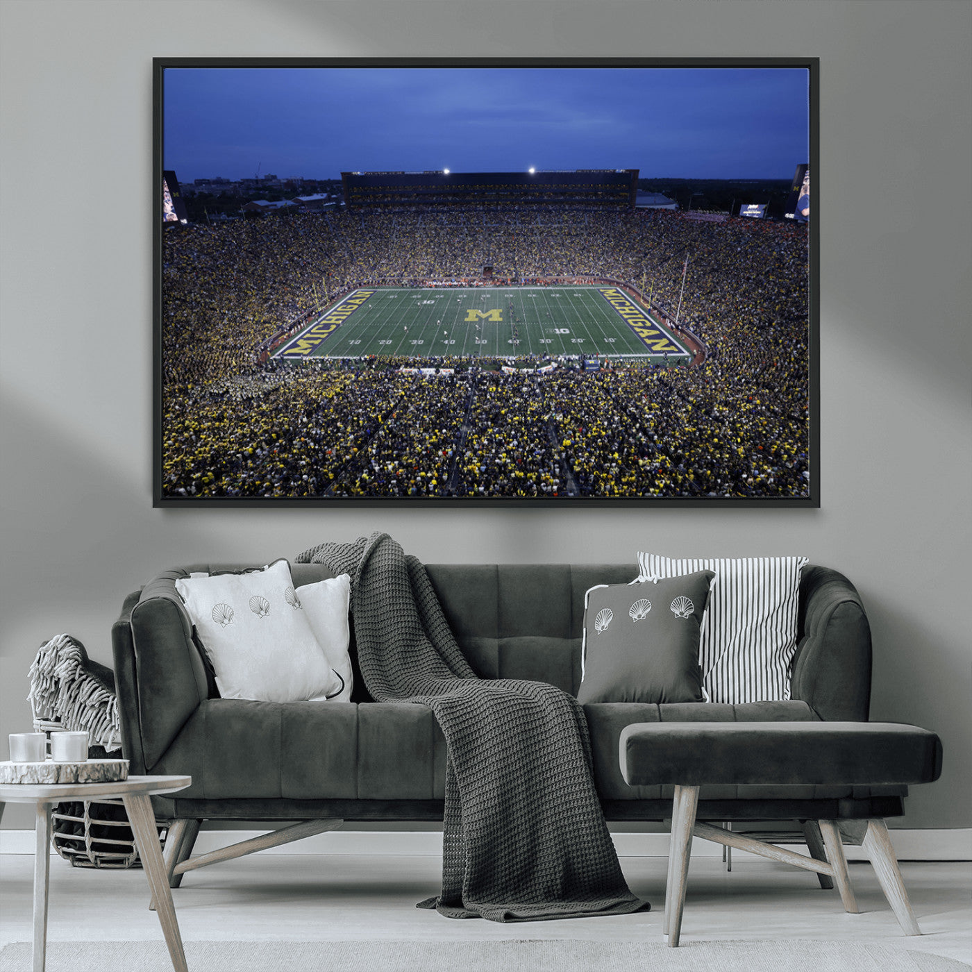 34202-MGV-CV-36X24-University of Michigan Wolverines Football Team Print - Ann Arbor Michigan Stadium Wall Art Canvas