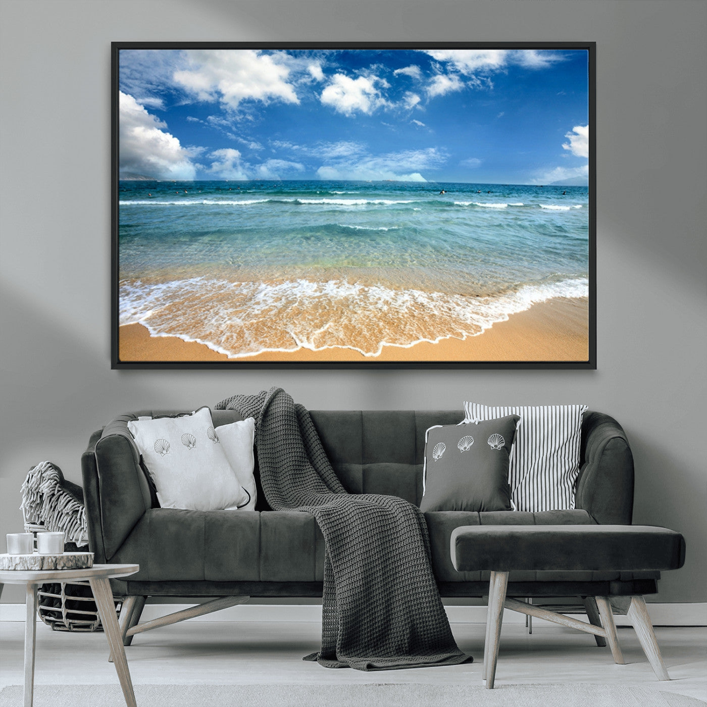 -Sea View From the Beach Canvas Print