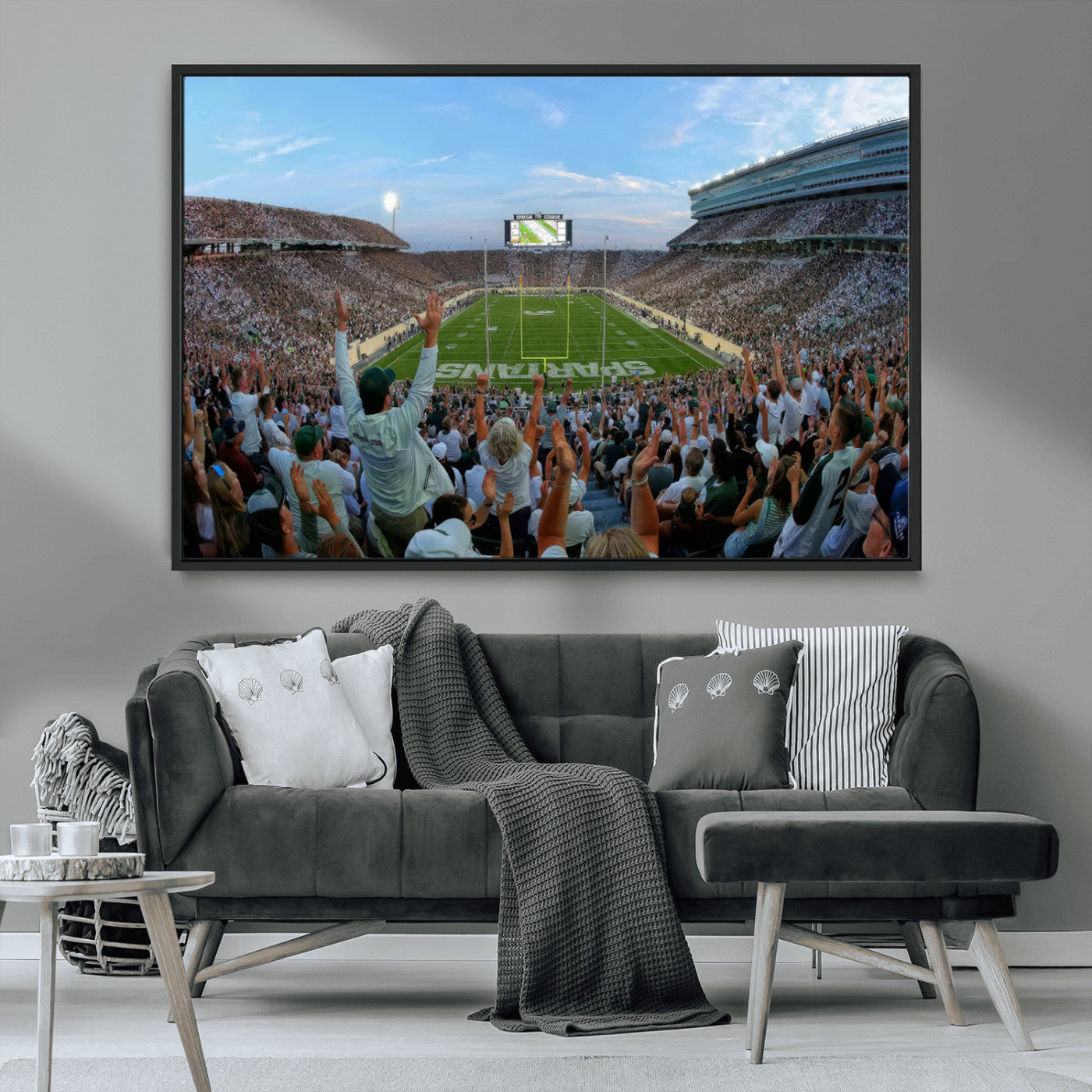 -Michigan State Spartans Football Team Art Print - East Lansing Spartan Stadium Wall Art Canvas Print