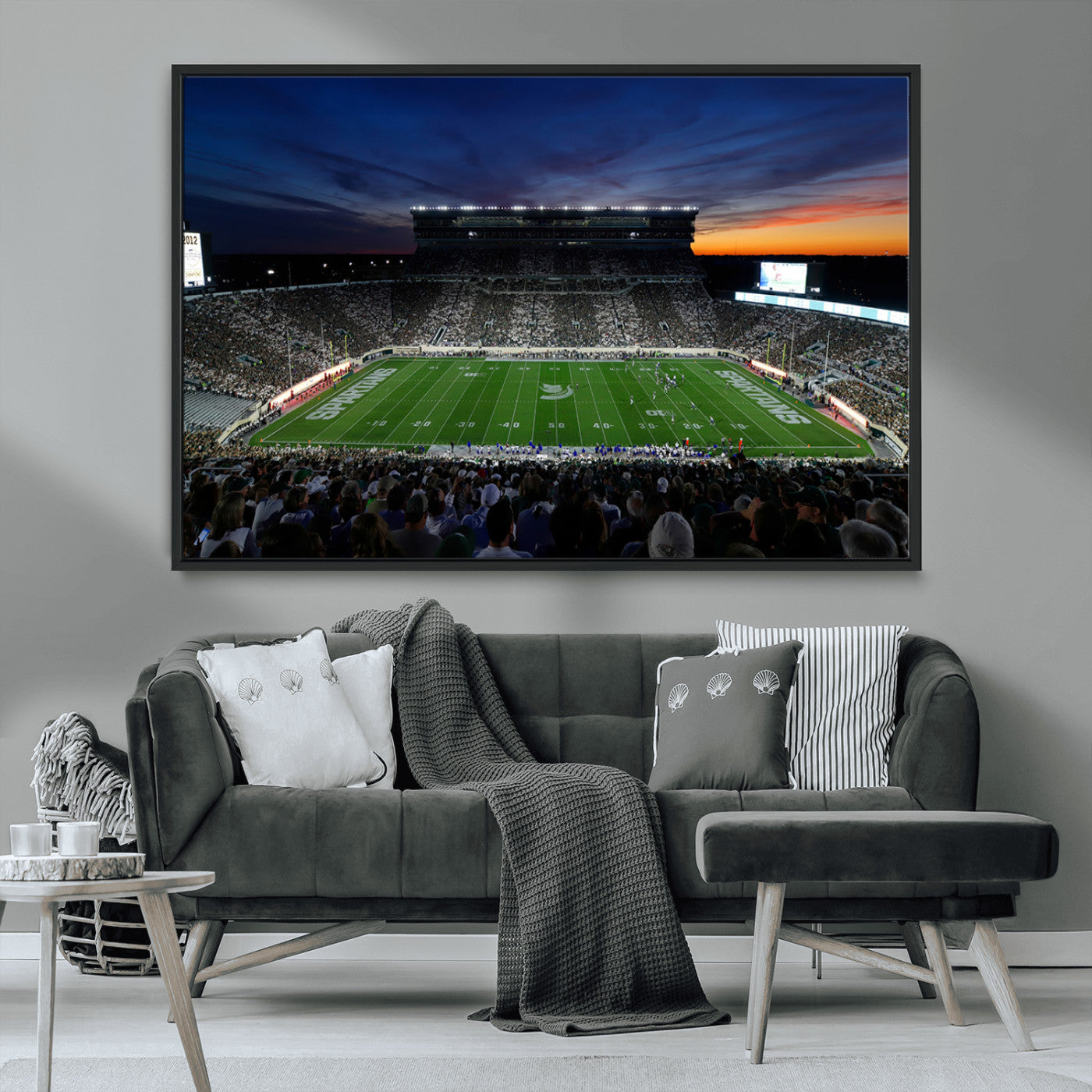 49074-MGV-CV-36X24-Michigan State Spartans Football Team Print - East Lansing Spartan Stadium Canvas Print