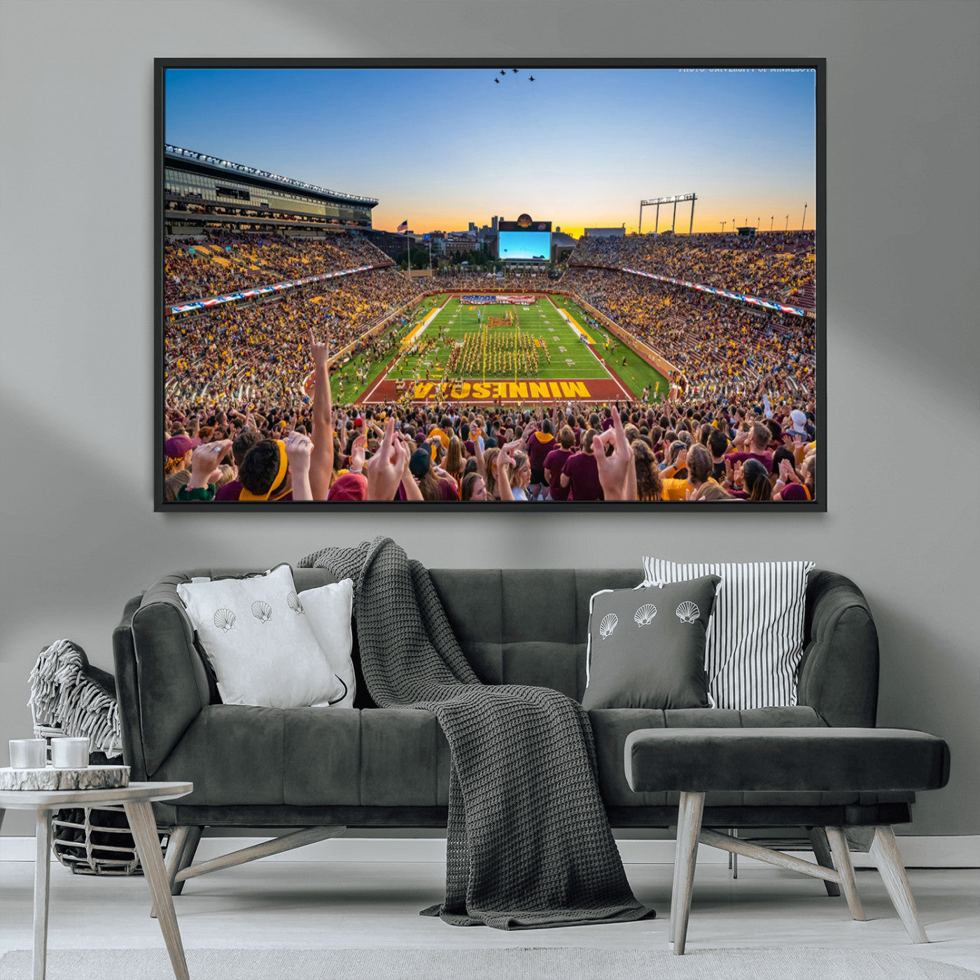 63452-MGV-CV-36X24-University of Minnesota Golden Gophers Football Team Print - Minneapolis Huntington Bank Stadium