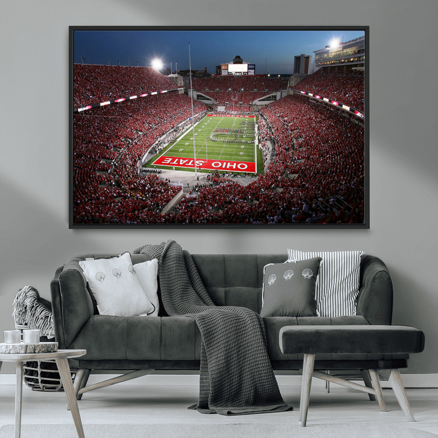 98743-MGV-CV-36X24-Ohio State University Buckeyes Football Team Print - Columbus Ohio Stadium Wall Art Canvas Print