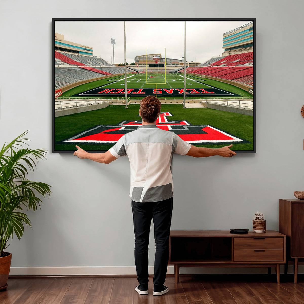 43169-PAN-FL-20X10 - Texas Tech Red Raiders Football Team Print - Lubbock Jones AT&T Stadium Wall Art Canvas Print