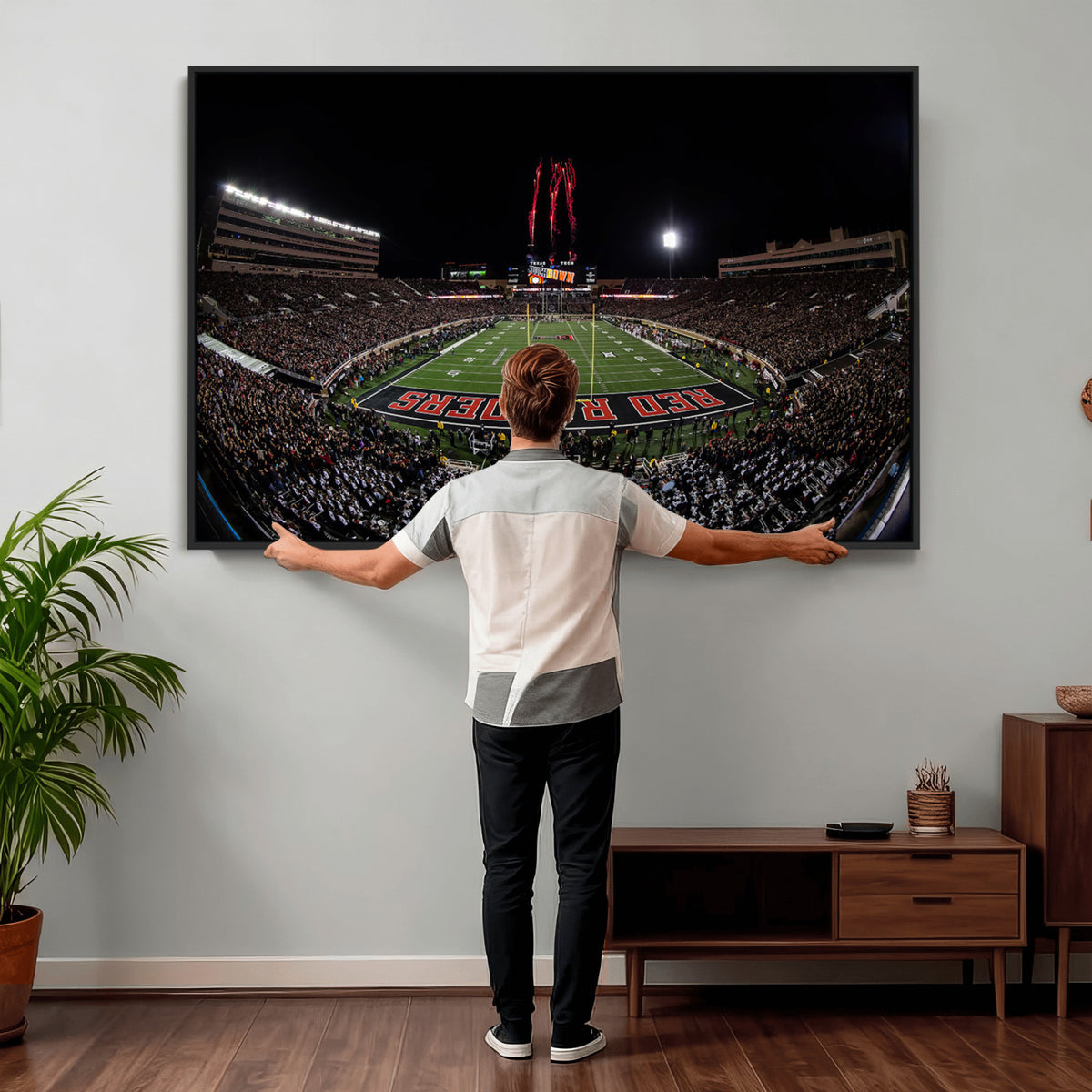 83122-PAN-FL-20X10 - Framed Texas Tech Red Raiders Stadium Canvas, Texas Tech Red Raiders Football Team Print - Lubbock