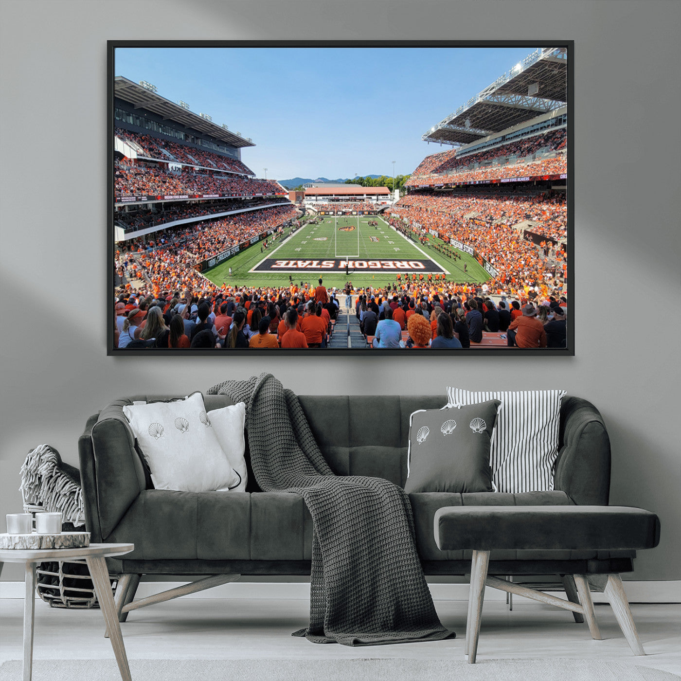 35211-MGV-CV-36X24-Oregon State Beavers Football Team Print - Corvallis Reser Stadium Wall Art Canvas Print