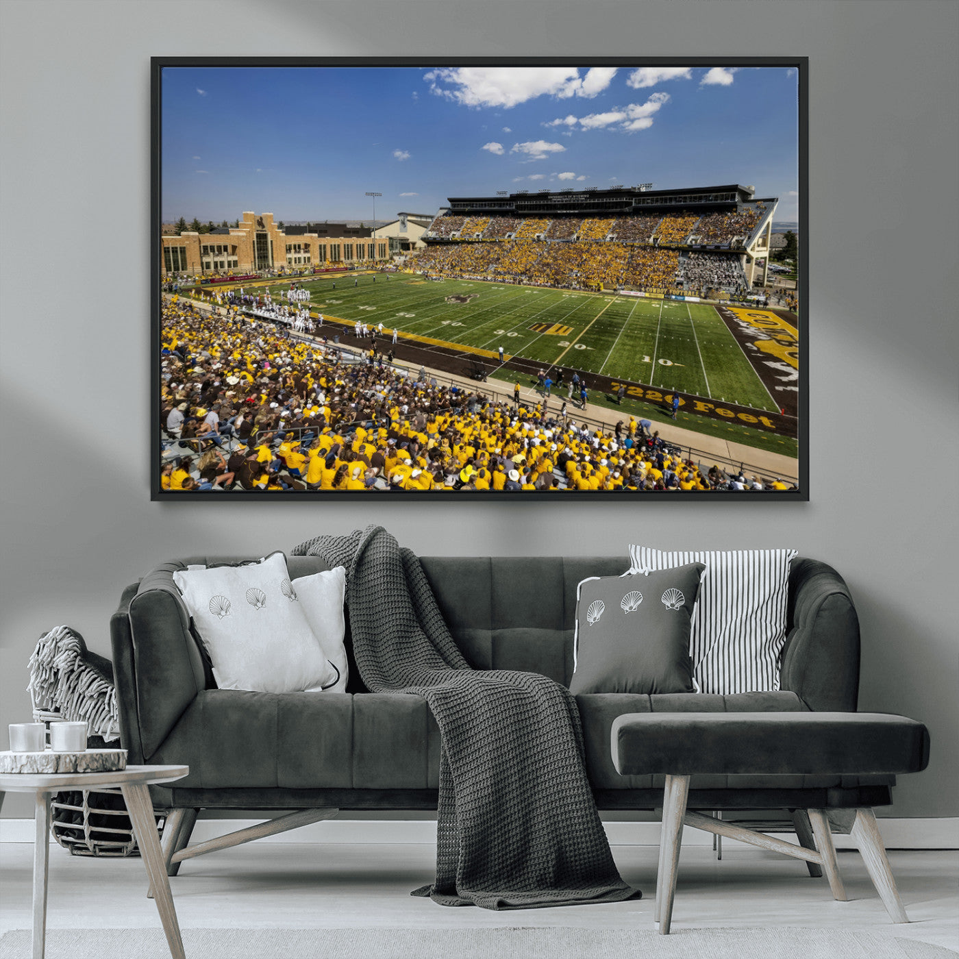 75112-MGV-CV-36X24-University of Wyoming Cowboys Football Team Print - Laramie Jonah Field War Memorial Stadium Wall