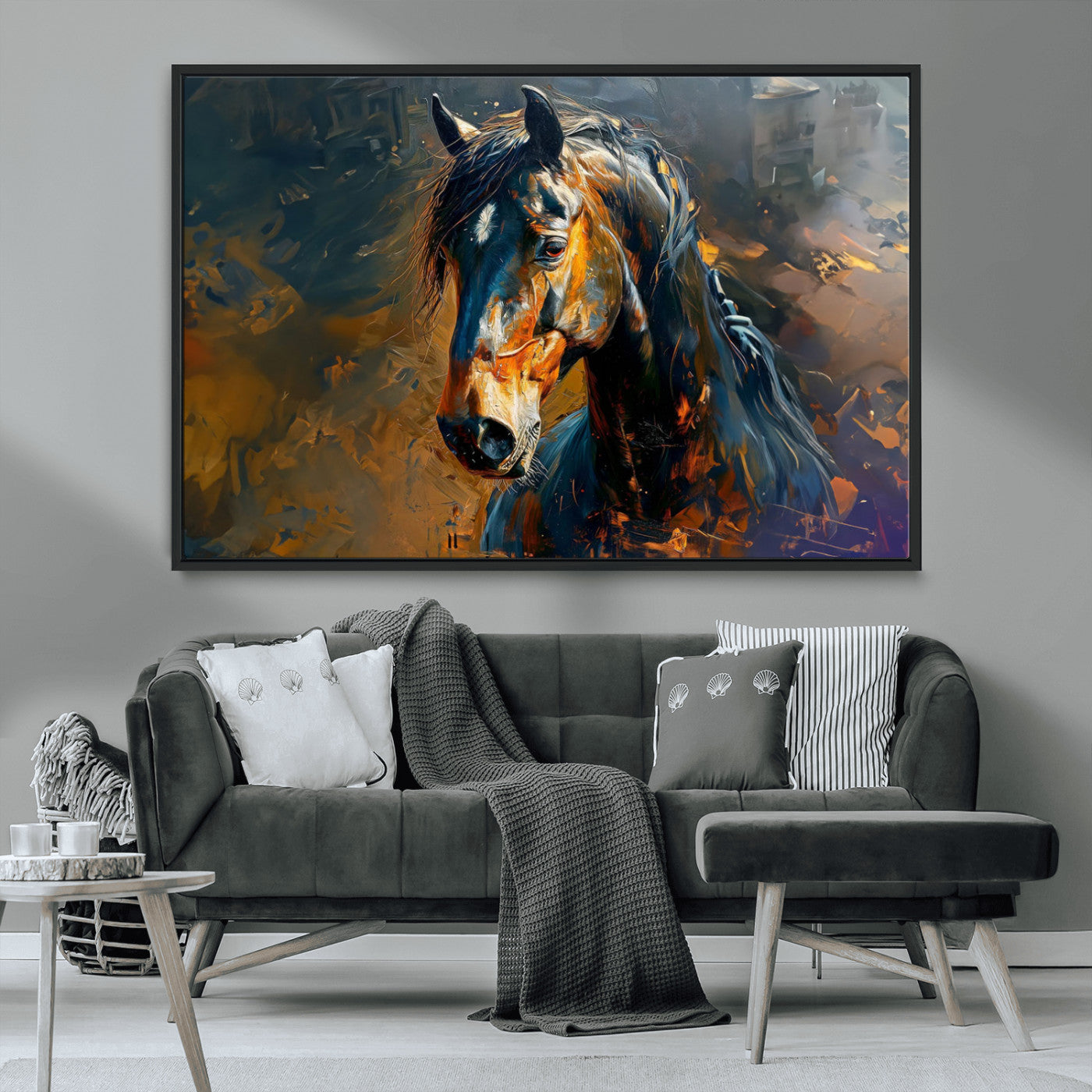 29909-MGV-CV-36X24-Abstract Horse Wall Art Canvas Print | Farmhouse Wall Decor | Western Cabin Art | Rustic Horse Decor