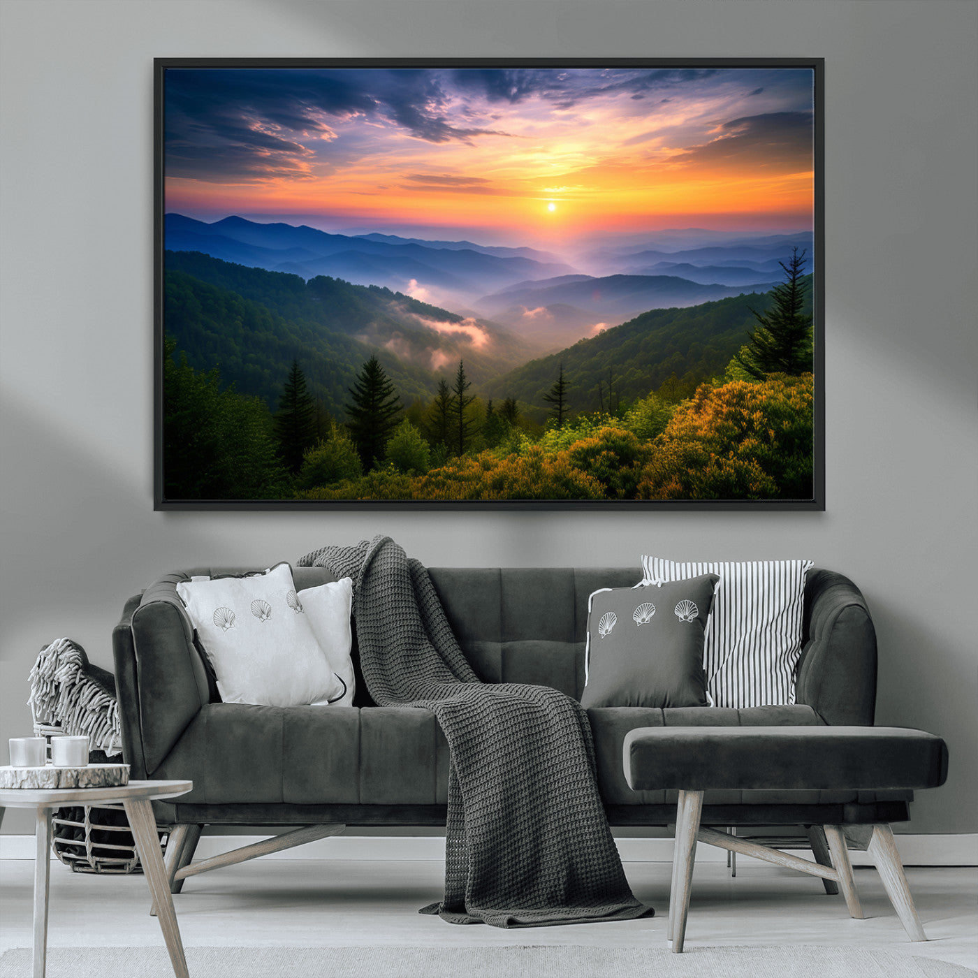 -Majestic Mountain Sunrise Print | Landscape Wall Art | Canvas Print Ready to Hang | Farmhouse Wall