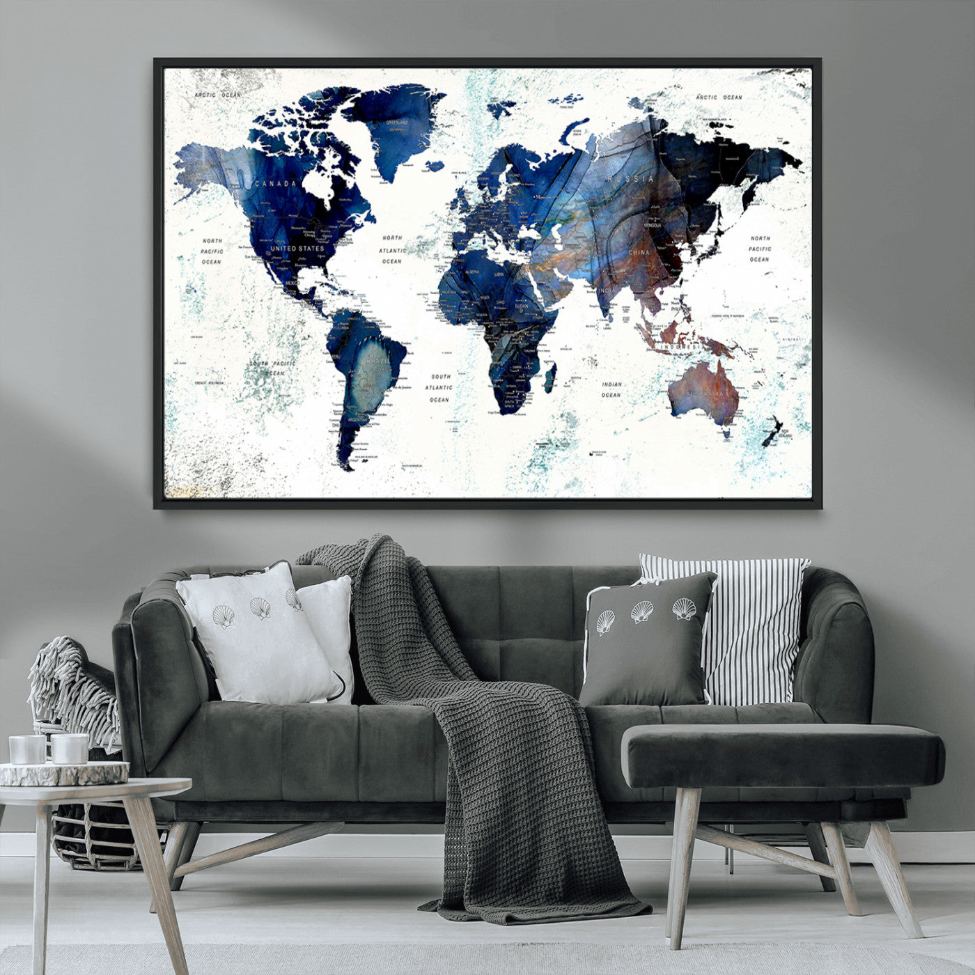 27071-MGV-CV-36X24-Push Pin World Map Canvas Print – Travel Tracker Wall Art for Couples, Perfect Anniversary Gift for Home or Office Decor