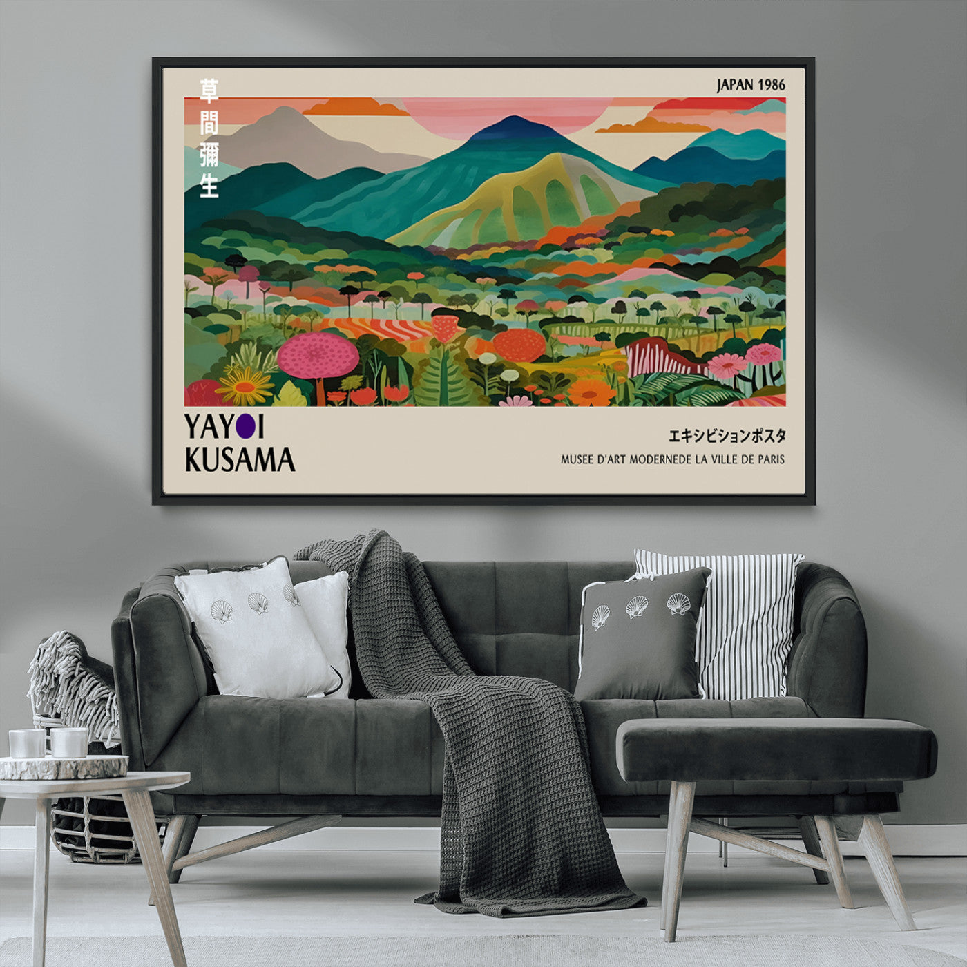 83384-MGV-CV-36X24-Yayoi Kusama Japan 1986 Canvas – Wabi Sabi Japanese Vibrant Abstract Wall Art Contemporary Canvas for Home, Office