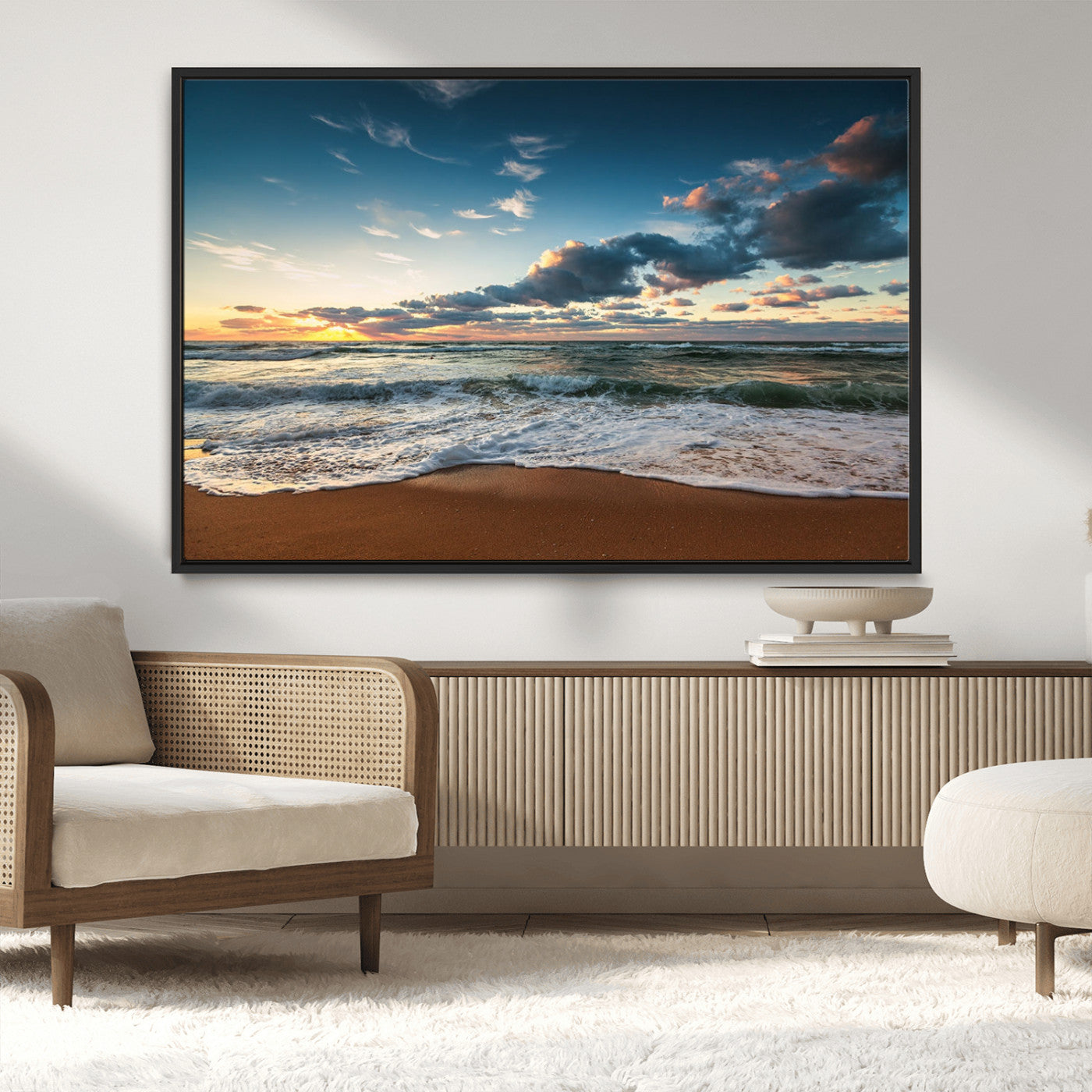-Ocean Beach Wall Art Canvas Print Sunset Artwork Print Coastal Wall Art