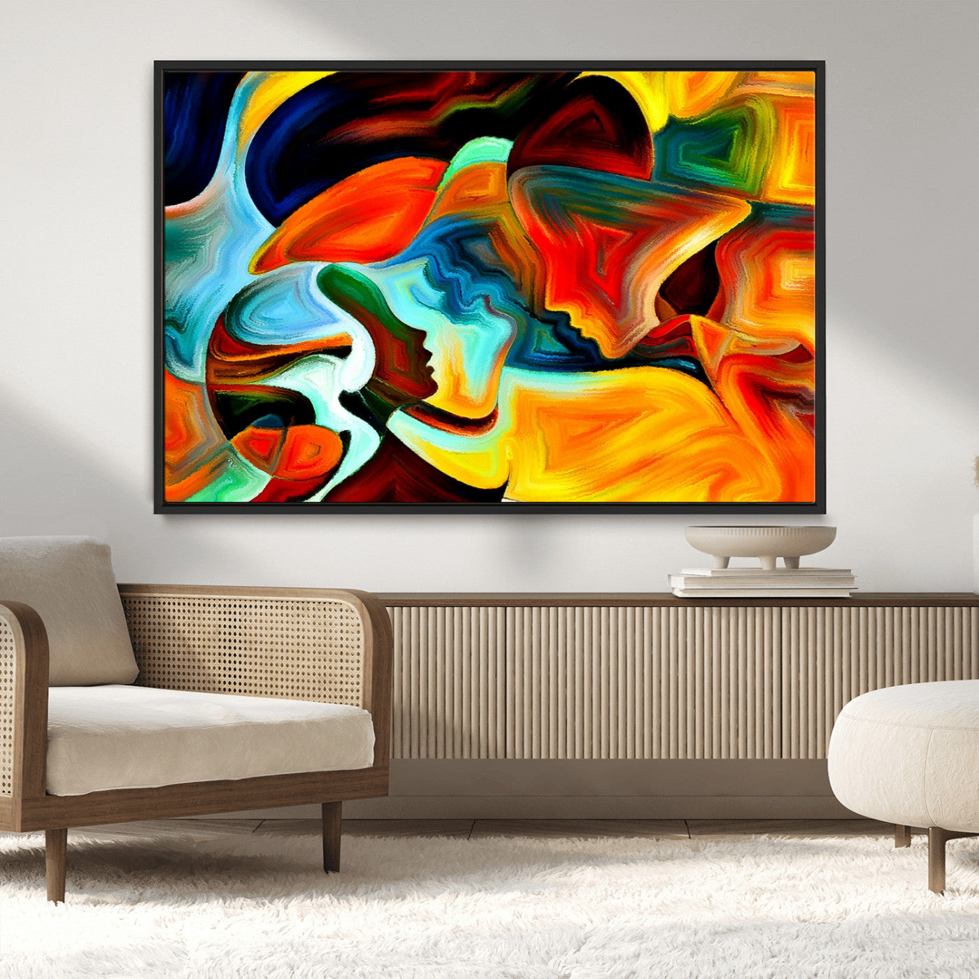 70242-MGV-CV-36X24-Human Love Figures Abstract Wall Art Canvas Print