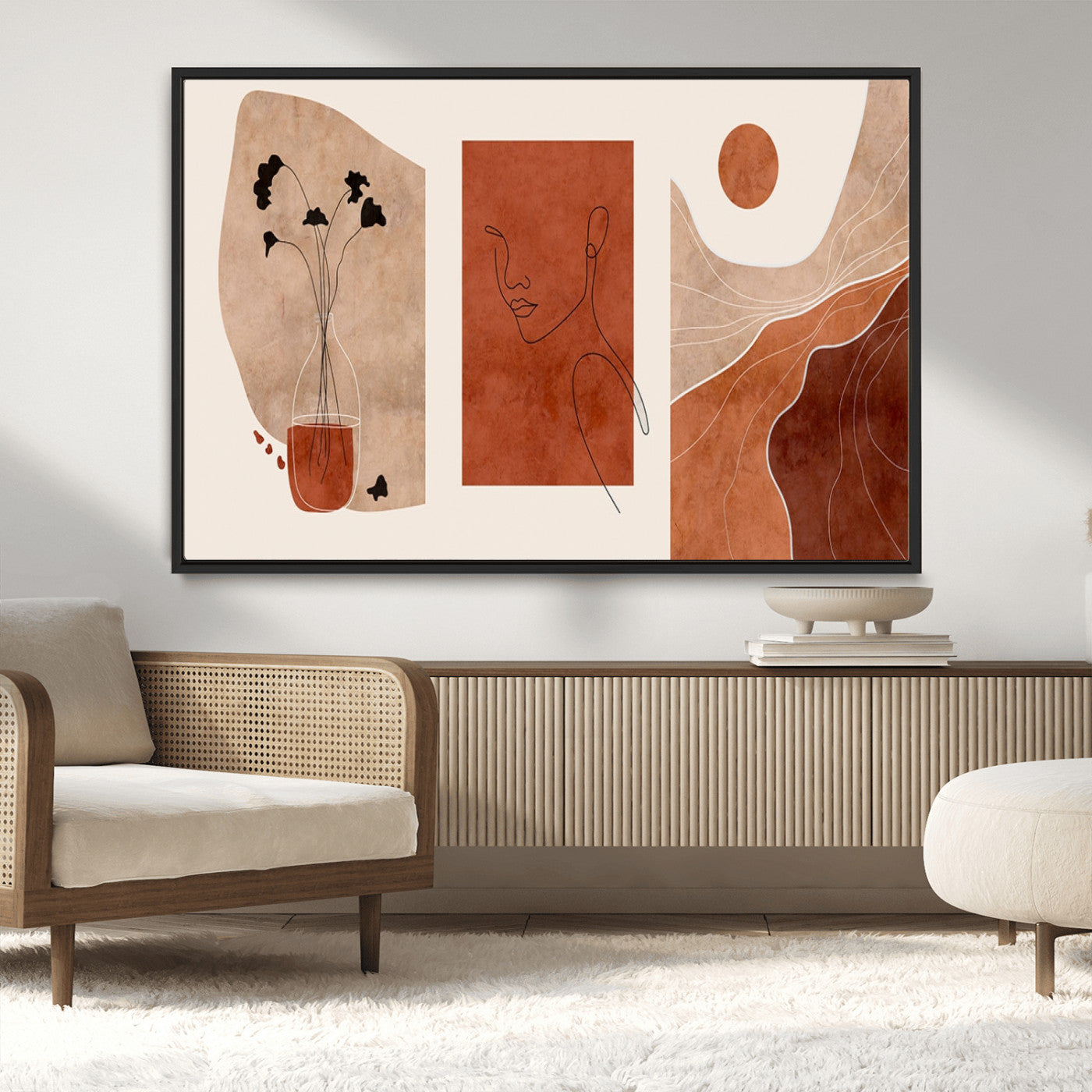 -Boho Sunset Mountain Canvas Print, Modern Boho Sunset Mountain Landscape Triptych – Giclée Canvas