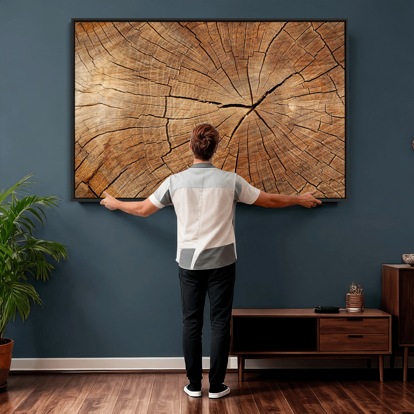 61710-MGV-CV-36X24 - Tree Ring Canvas Art, Rustic Wood Grain Wall Art, Tree Slice Decor for Modern Homes, Giclee