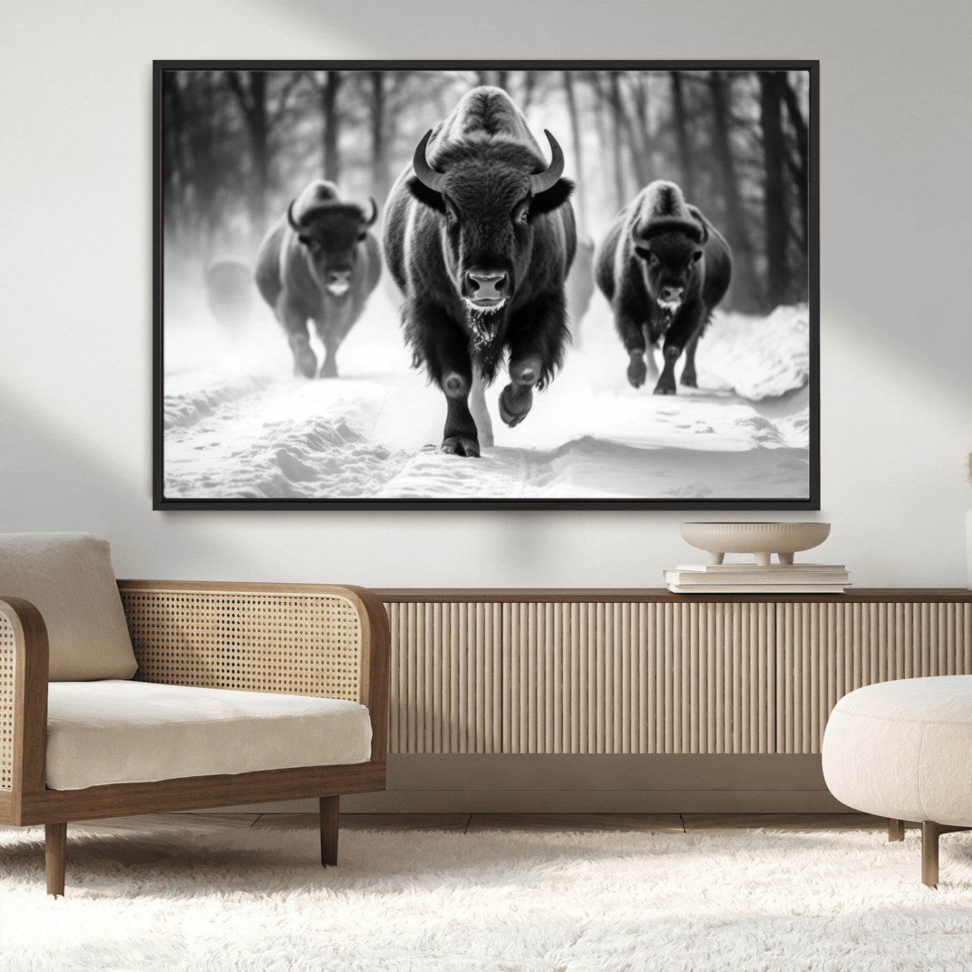 97552-MGV-CV-36X24-Buffalo Wall Art Canvas Print, Bison Family Wall Art Canvas Print